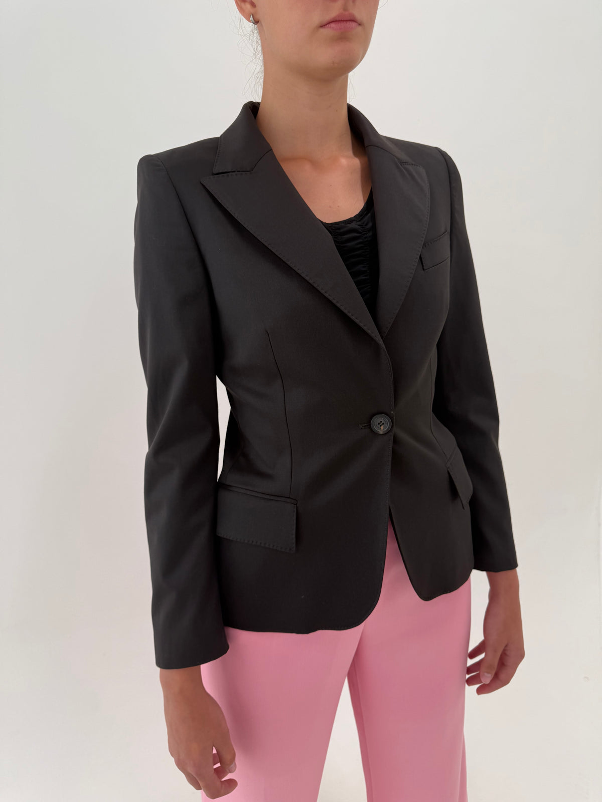 Sacou Gucci dark chocolate brown cambrat din stofita de lana extrafina ultra confort