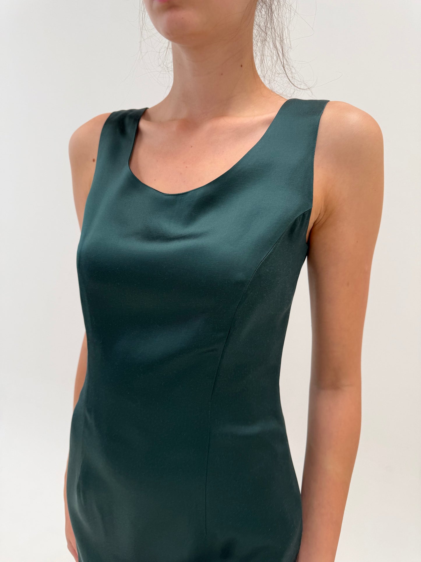 Rochie luxury vintage Laura Biagiotti din mătase naturală plină dark green