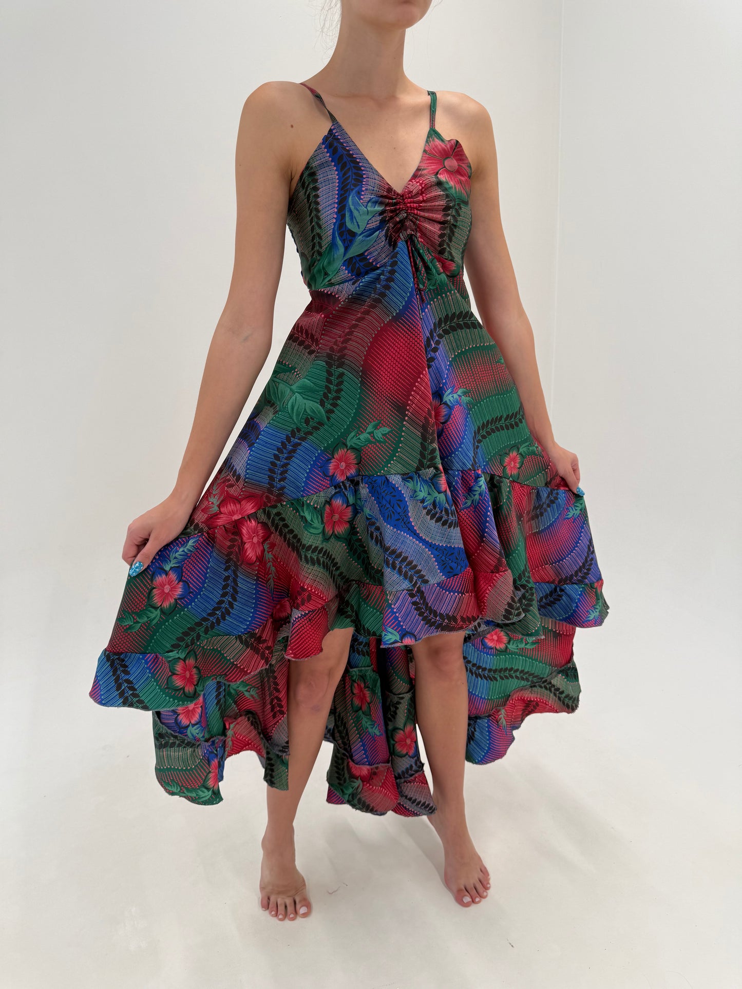Rochie maxi cu bust reglabil în culori superbe 70% mătase naturală cu spate elastic