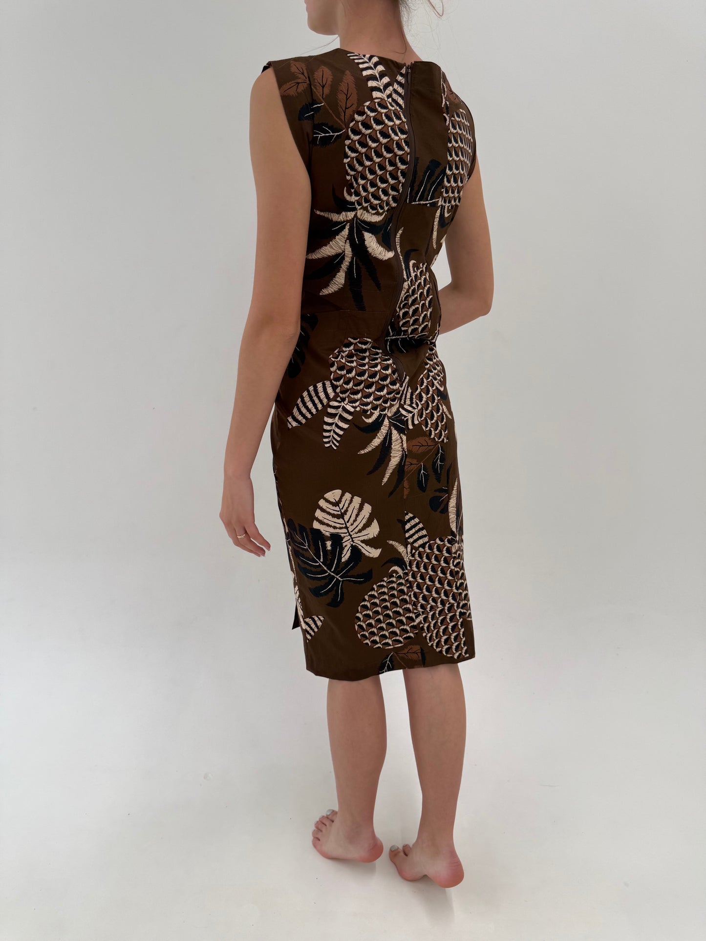 Rochie vintage superbă în stil Safari cu detaliu chic fronsat în talie chocolate brown
