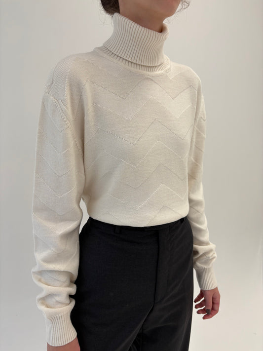 Maleta tall off white din lana merino extrafina groasă de gramaj mare