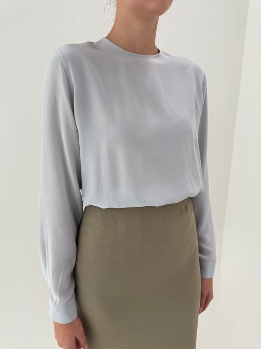 Cămașa Emporio Armani din mătase naturală silver gray