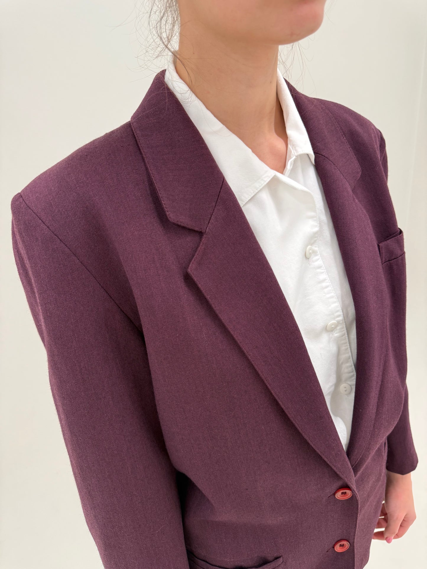 Sacou dark plum din stofita subțire de primăvară