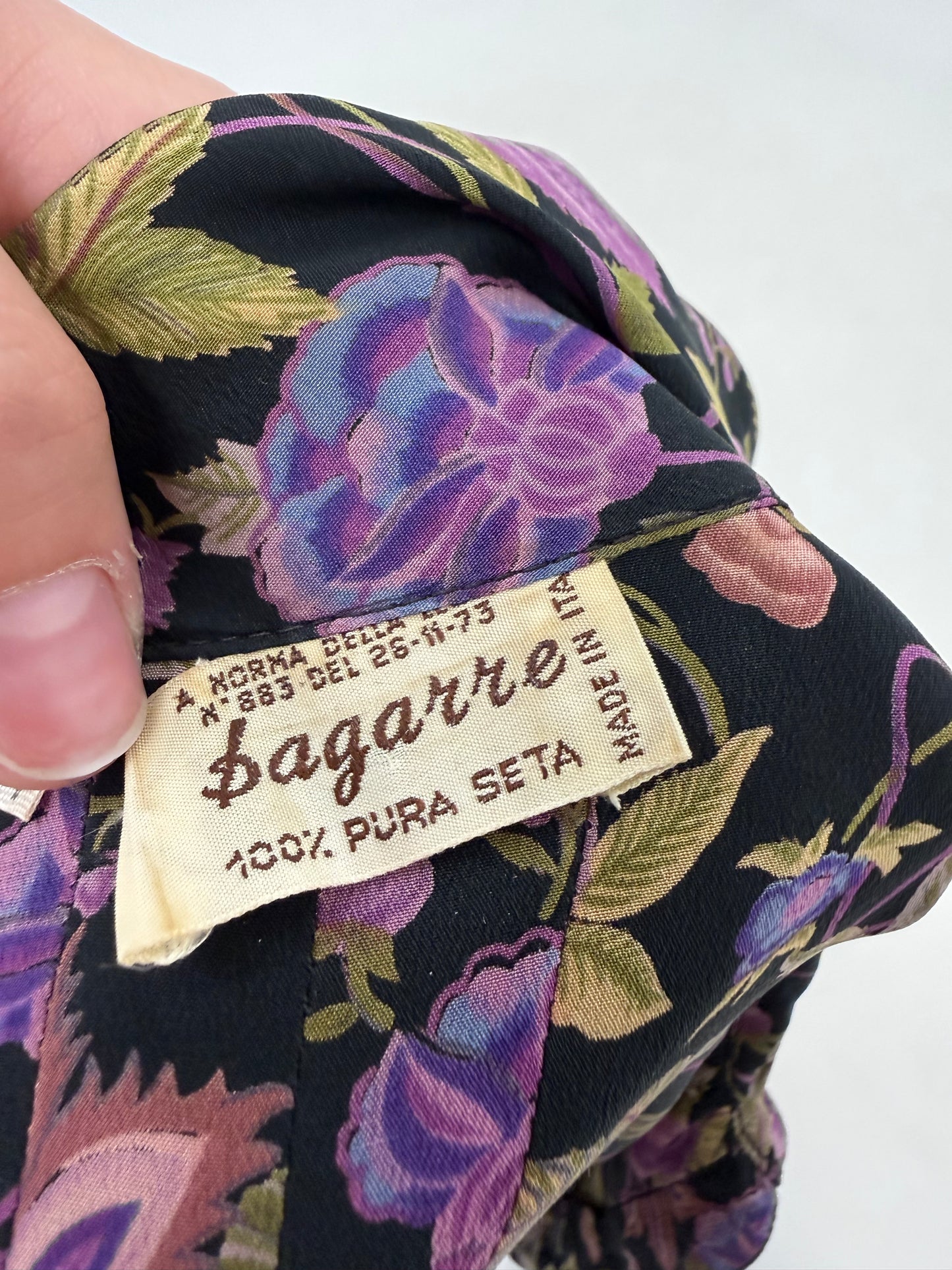 Rochie vintage italiană din mătase naturală cu print floral