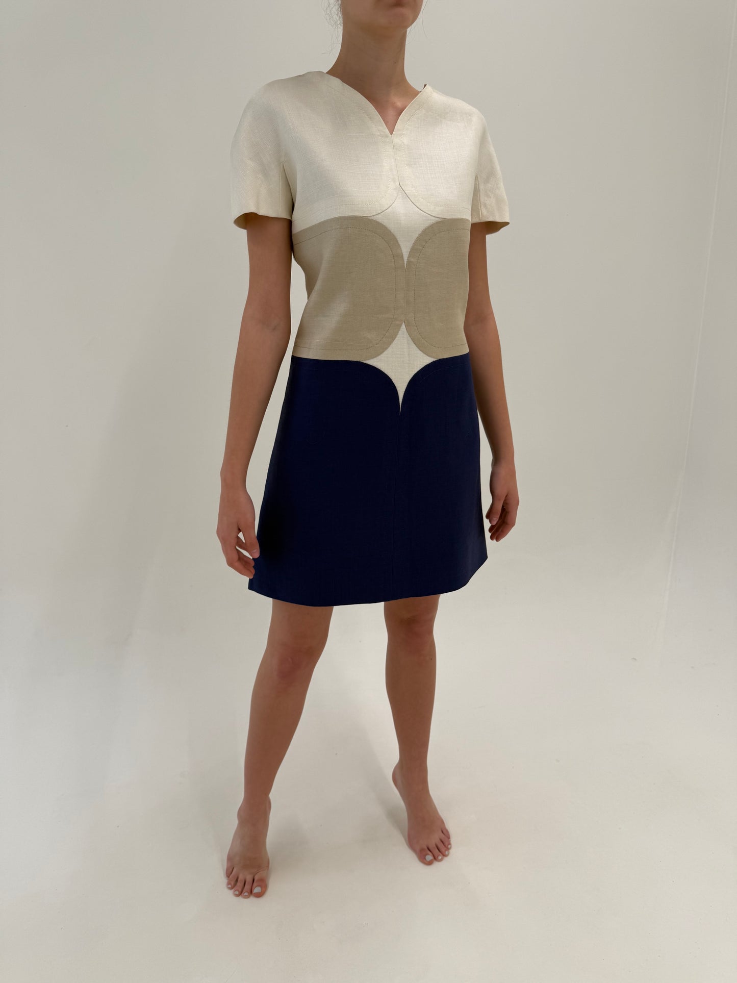 Rochie Old vintage anii 60 de colecție nouă cu eticheta din pânză structurată extrafina de in