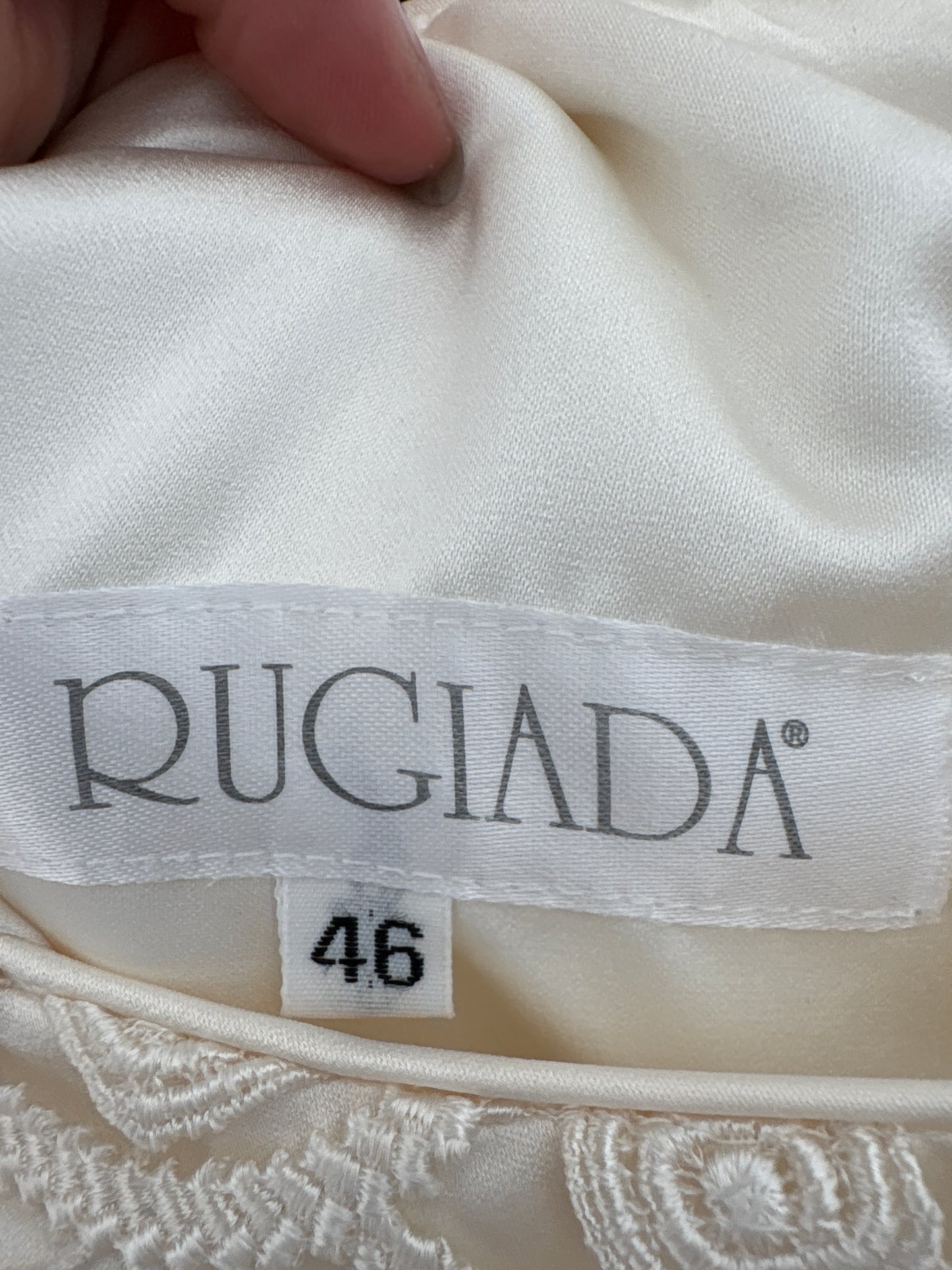 Rochie italiană de ceremonie cu trenă și dantelă macrame nouă cu eticheta