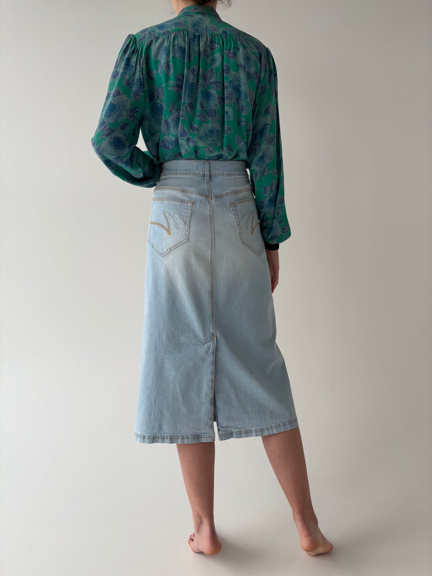 Fustă A-line de brand luxury plus size Marina Rinaldi  din jeans moale