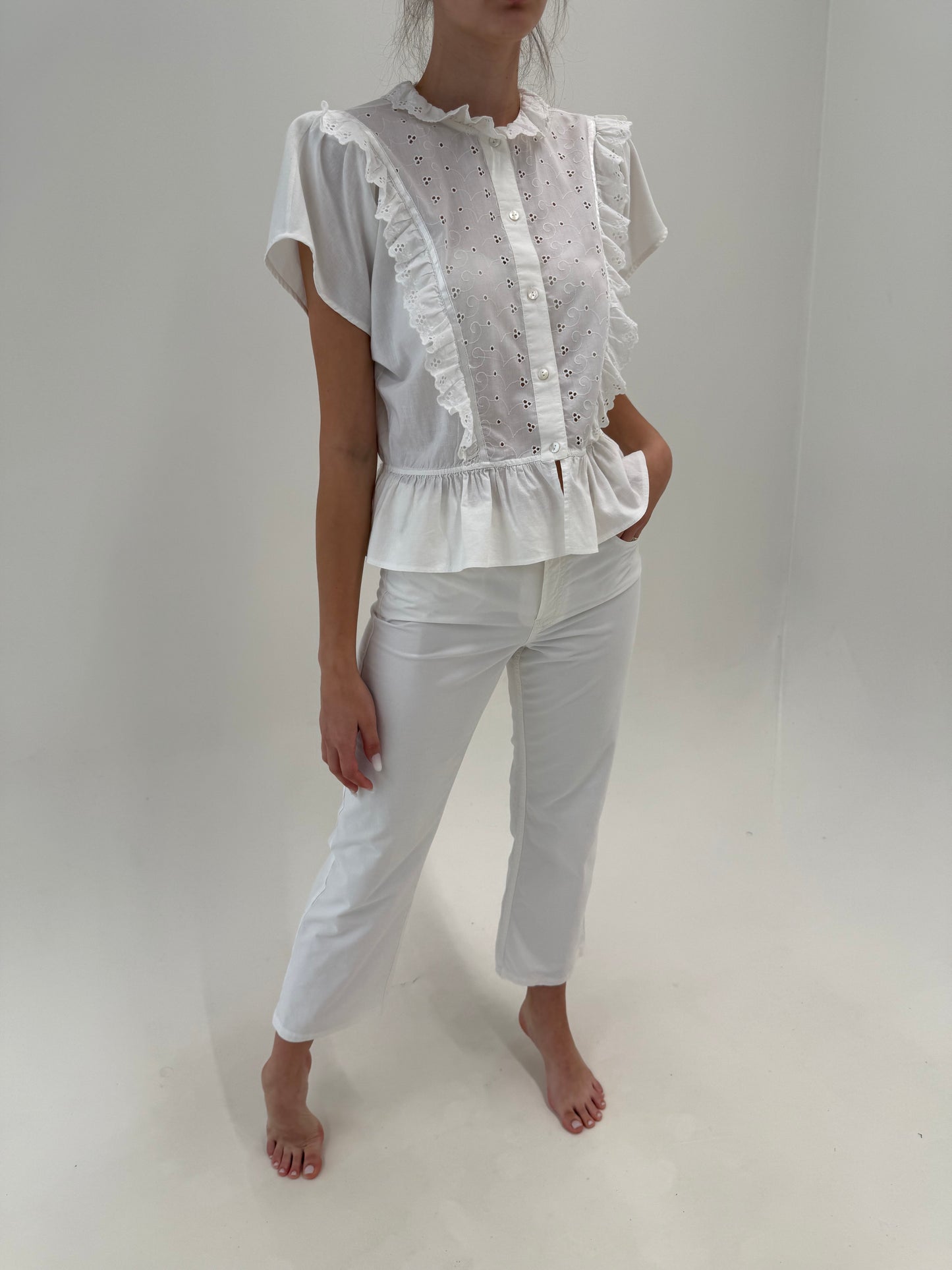 Pantaloni albi petite chinos din bumbac ultra confort ușor modelator