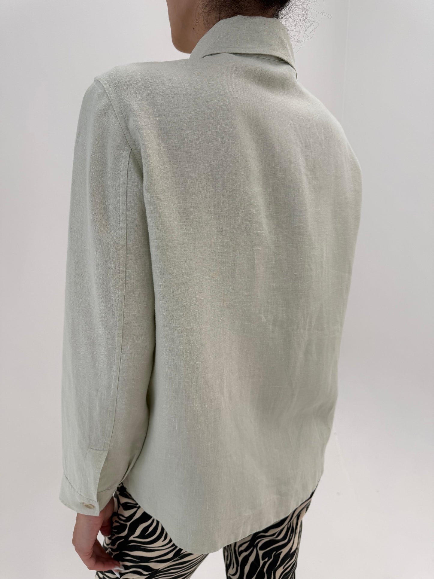 Jacheta Valentino petite din in excepțional în croi minimalist light Sage green