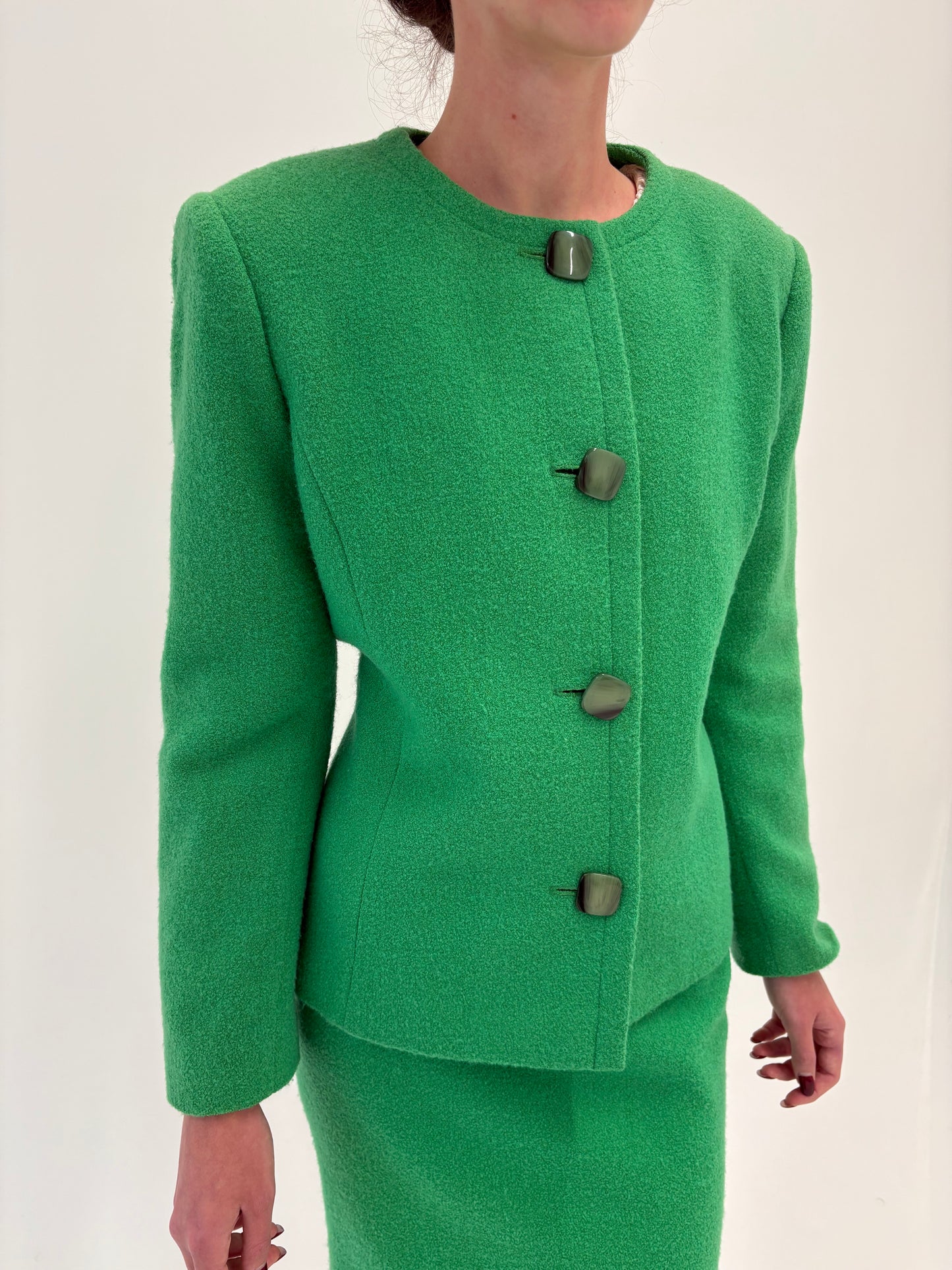 Deux piece in stop Chanel verde smarald luxury italian din boucle