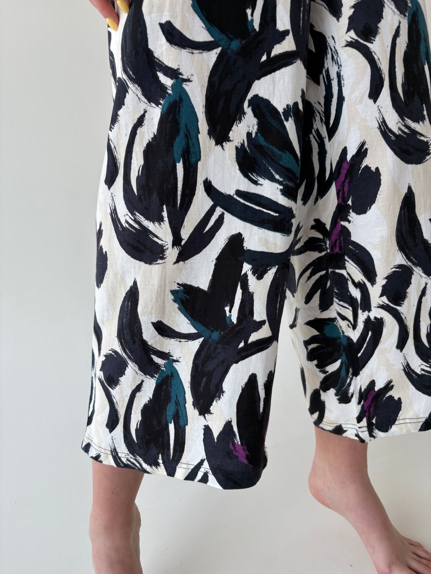 Pantaloni palazzo din in premium cu talie ultra înaltă