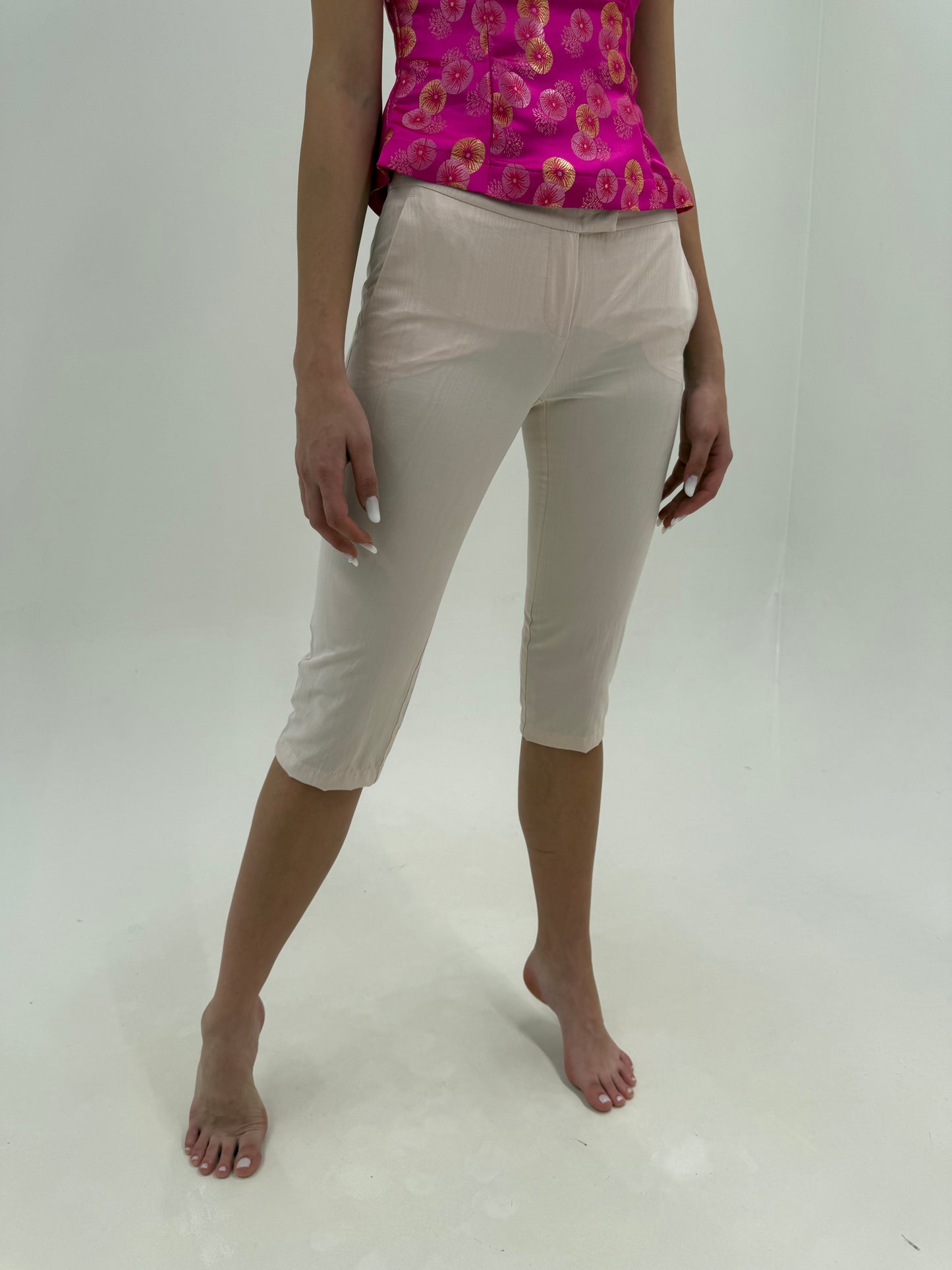Costum ultra chic Max&Co by Max Mara powder Pink cu sacou cambrat și pantaloni capri