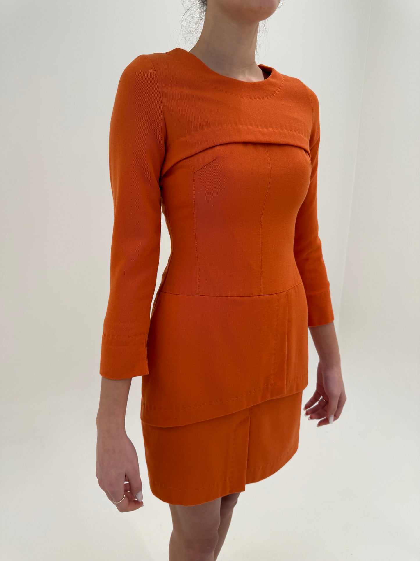 Rochie vintage bodycon oranj de la zi la seară