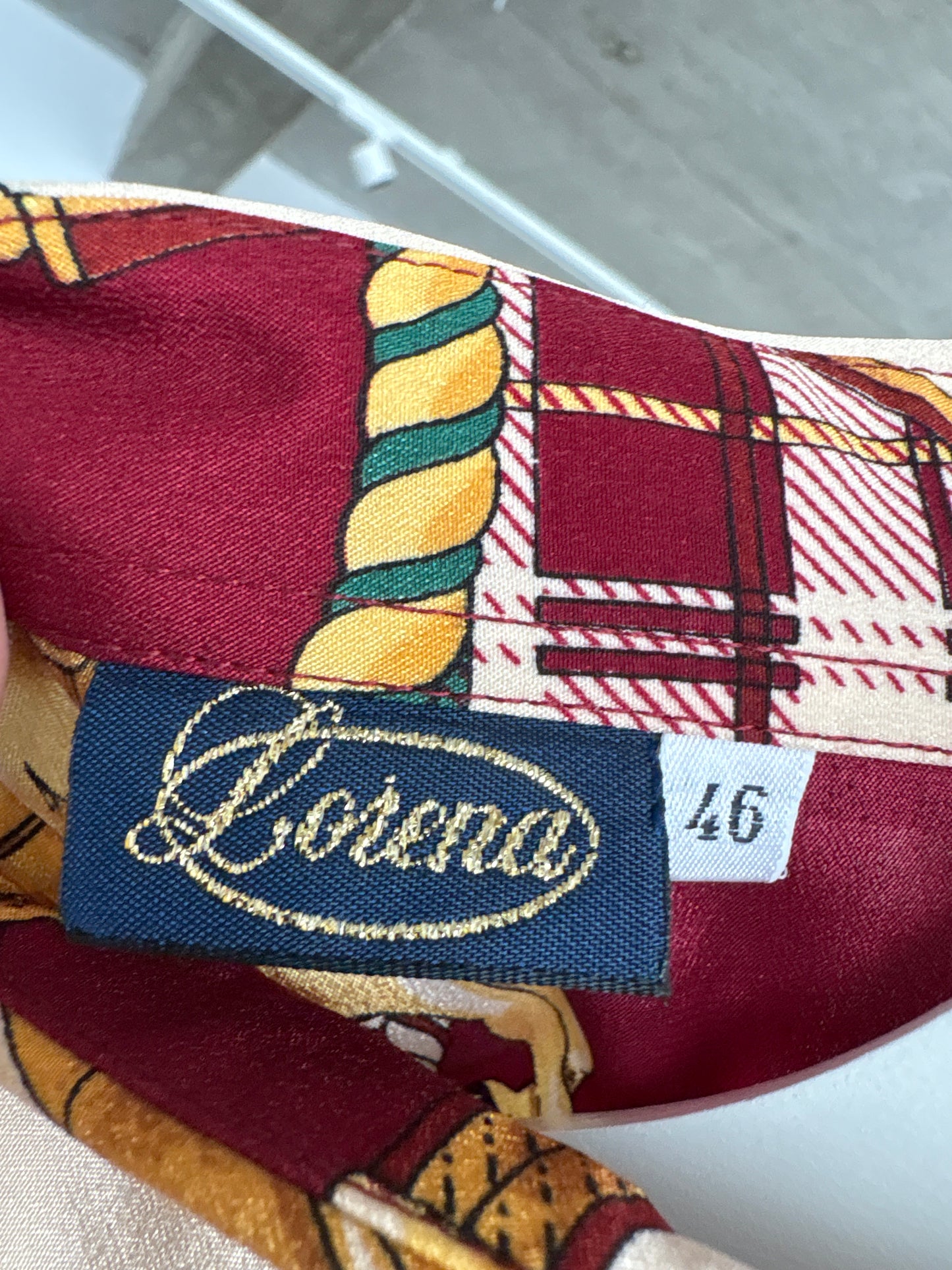 Cămașa cu print baroc și burgundy  din mătase naturală