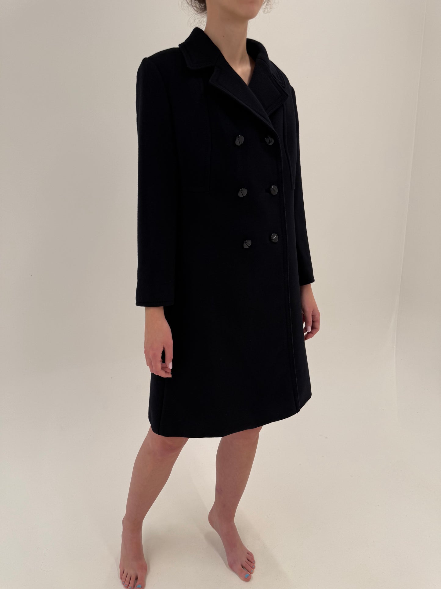 Palton old vintage de colecție anii 50 din melton fin de lana negru