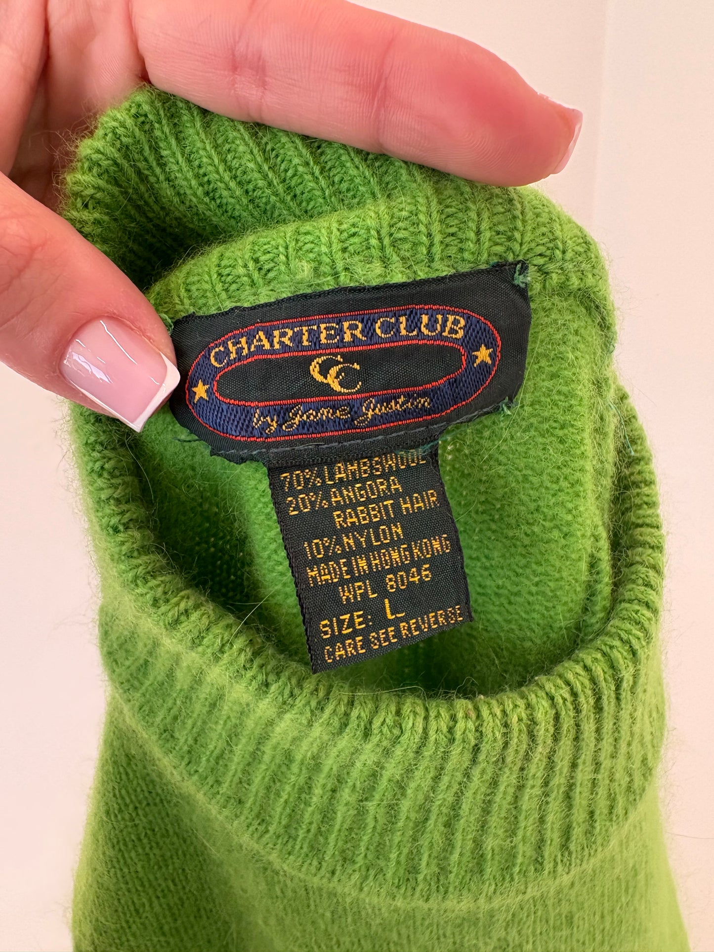 Maleta groasă verde tare din lana extrafina și Angora