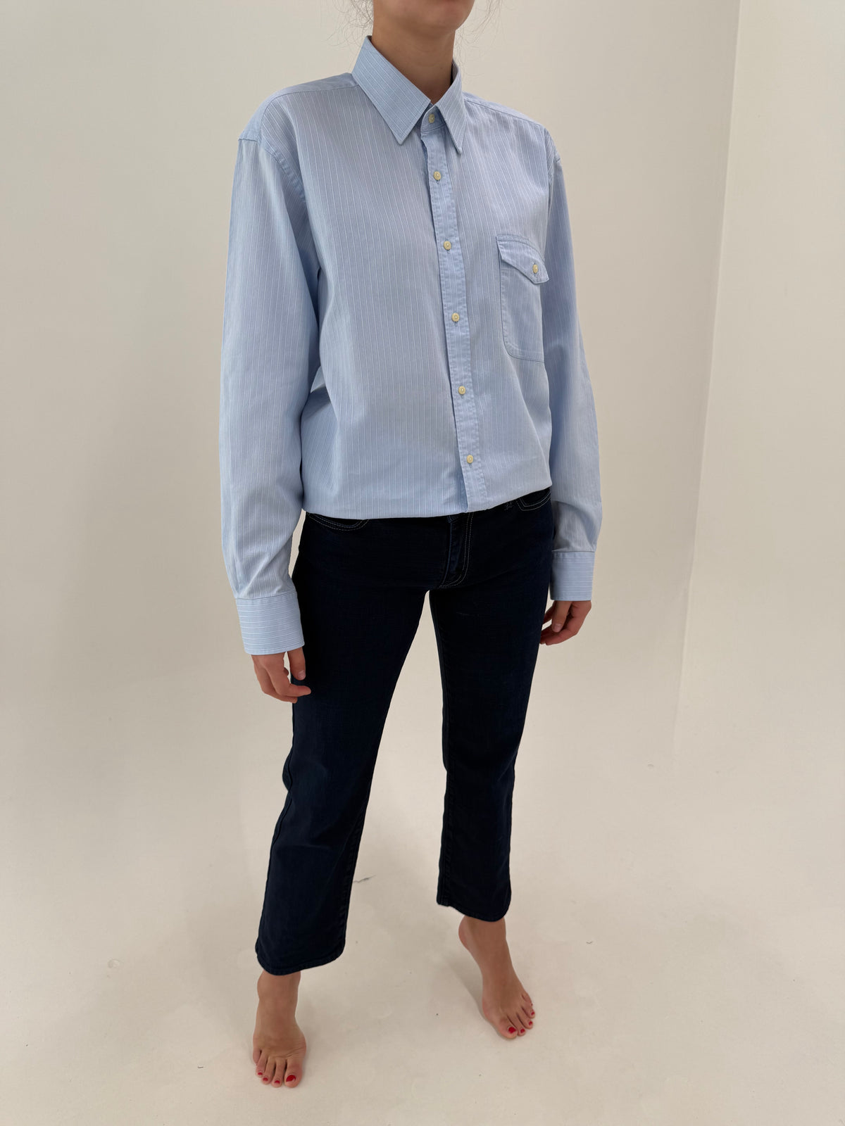 Jeans Armani petite indigo wash din bumbac ultra confort modelator straight leg