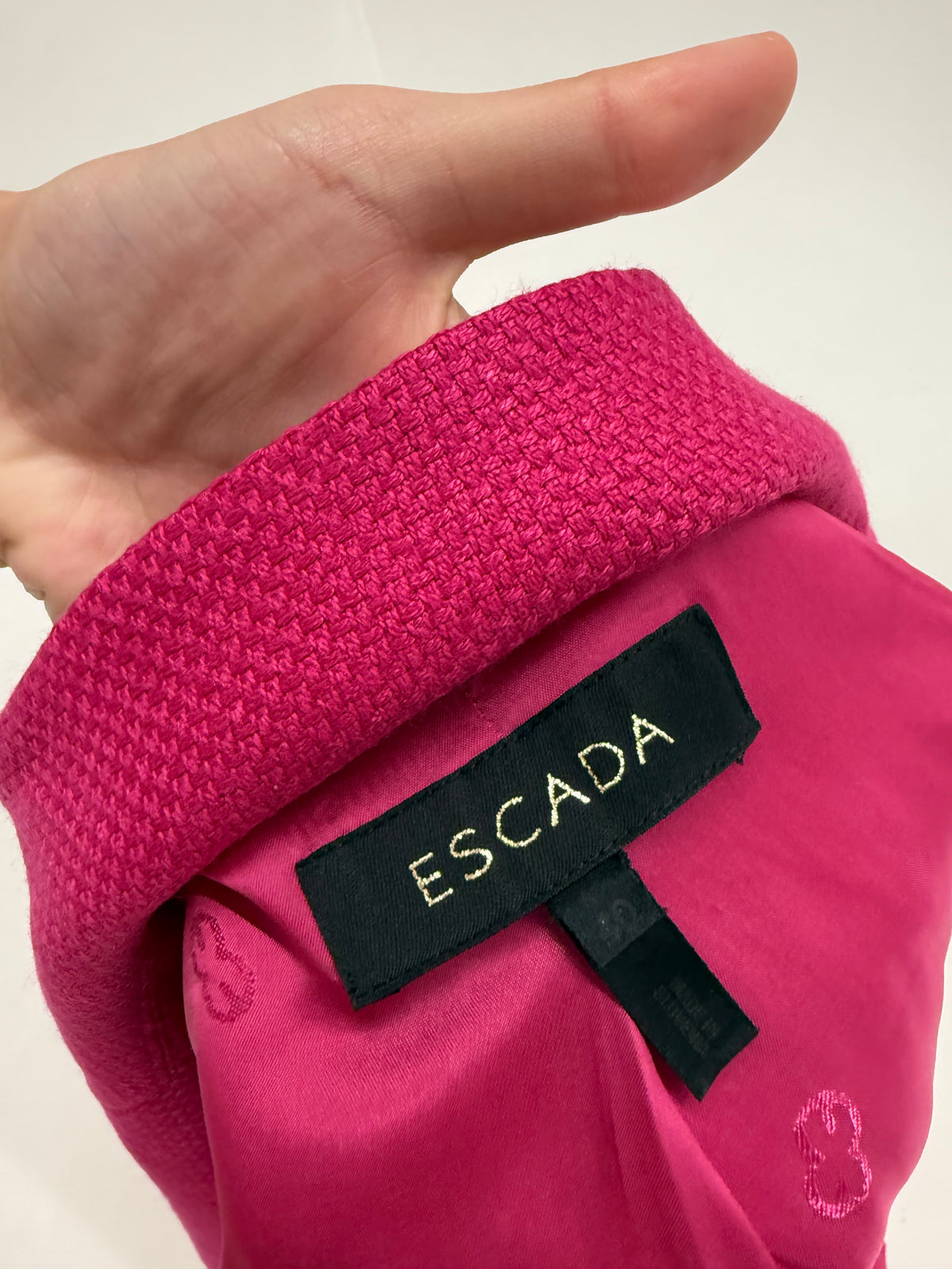 Sacou Escada fucsia din stofă ultra luxury Piacenza din cașmir și mătase naturală