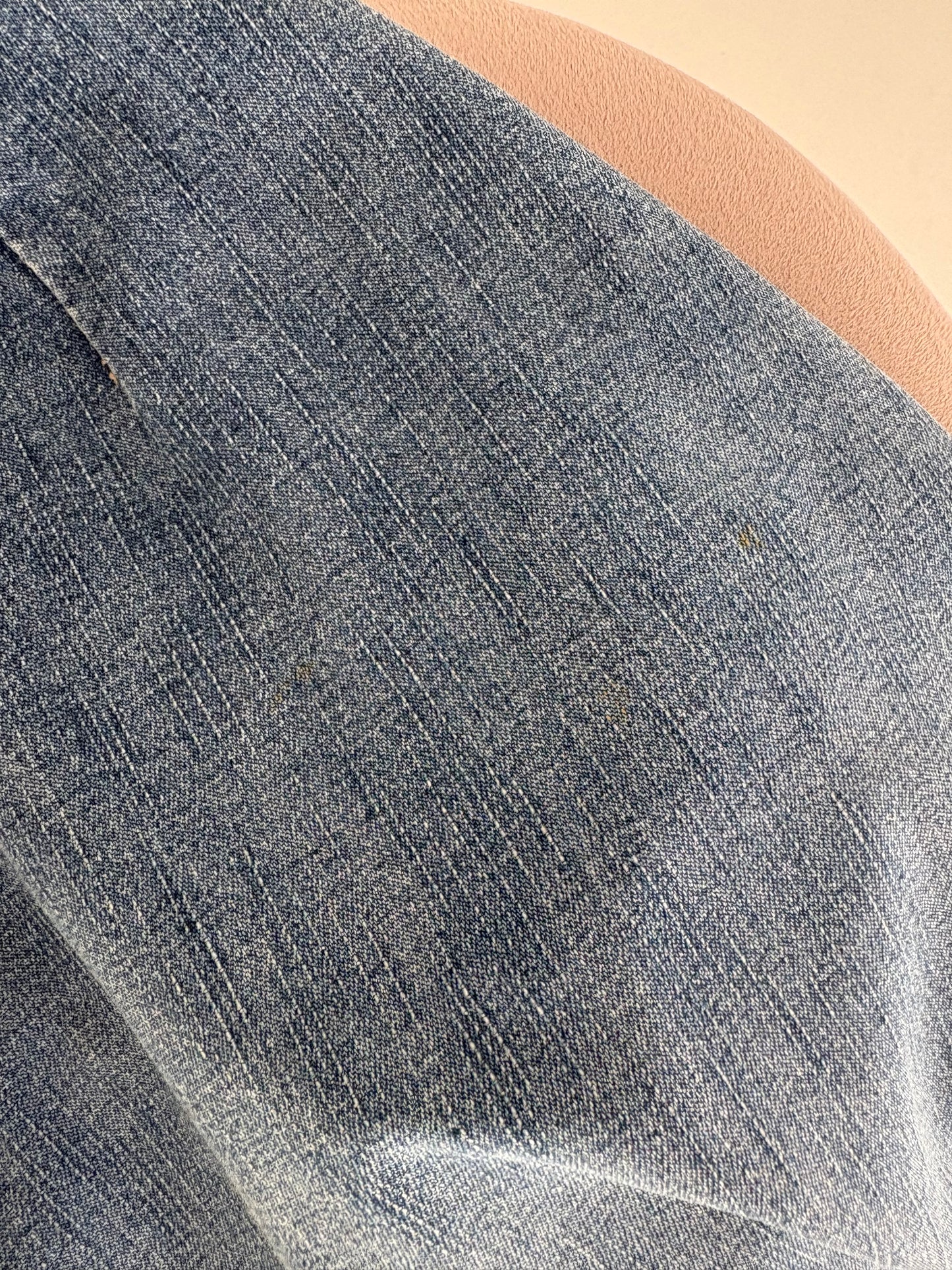 Fustă vintage din jeans de vară cu talie înaltă și buzunare