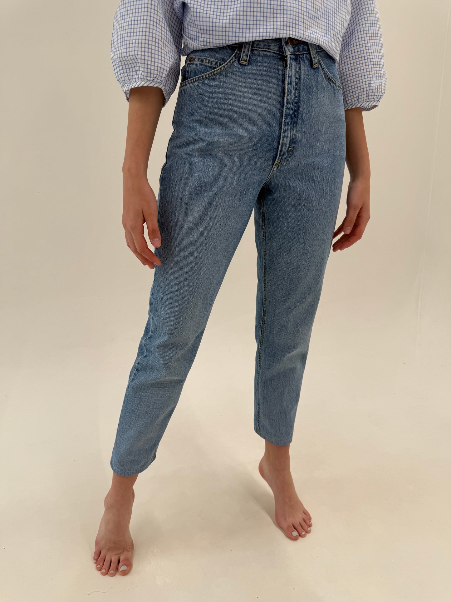 Jeans vintage premium cu talie ultra înaltă lighter wash