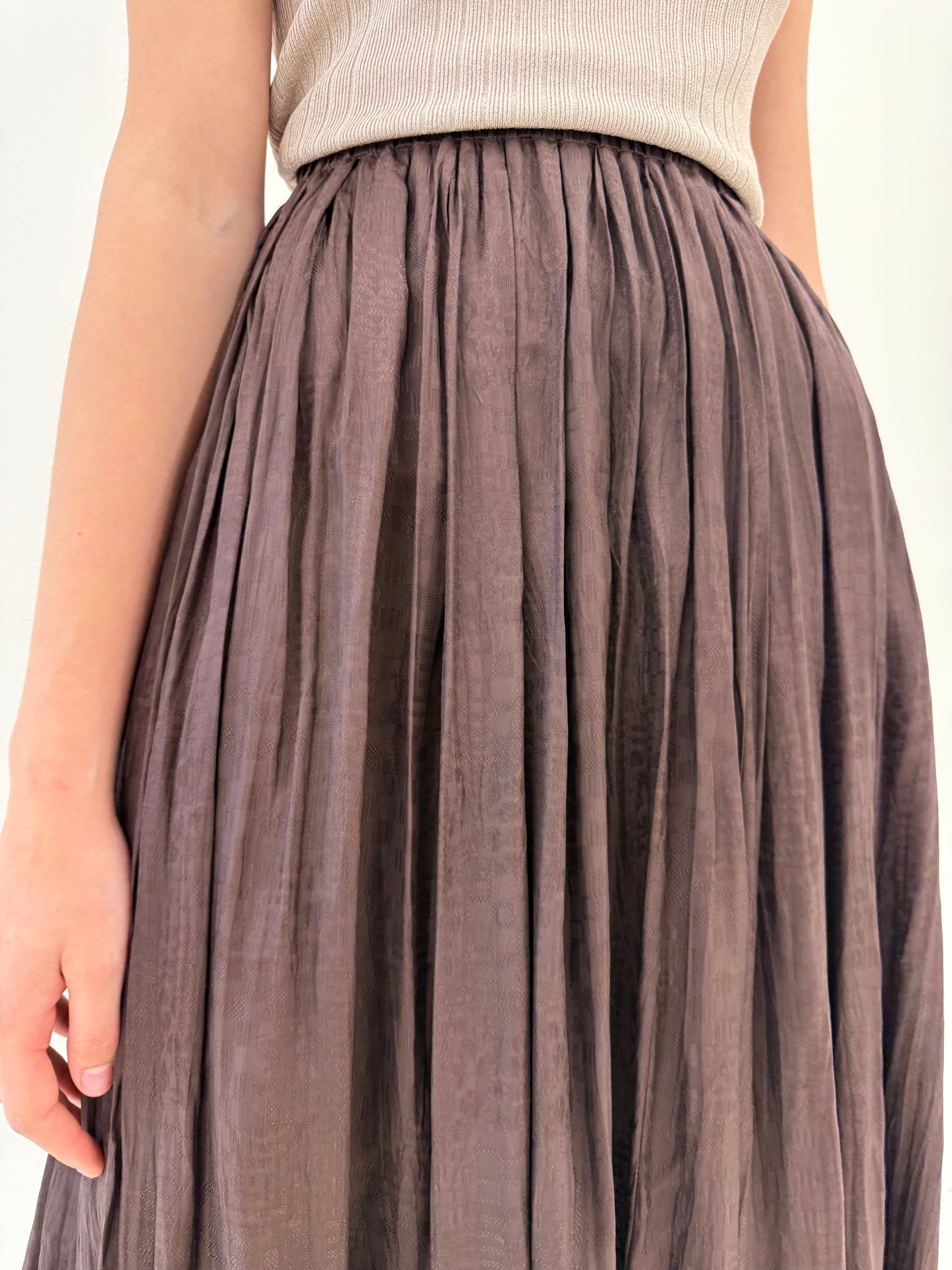 Fustă vintage din jacquard super vaporos de vară chocolate brown