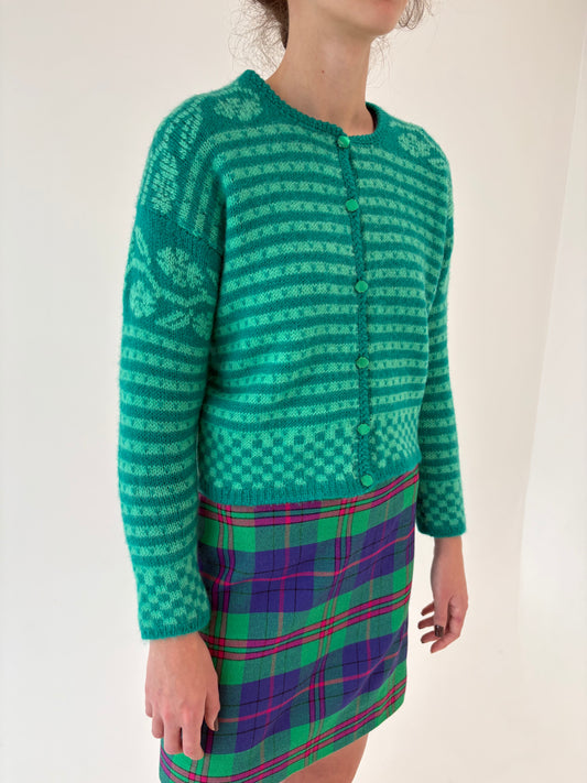 Cardigan vintage gros tip jachetă din lana extrafina