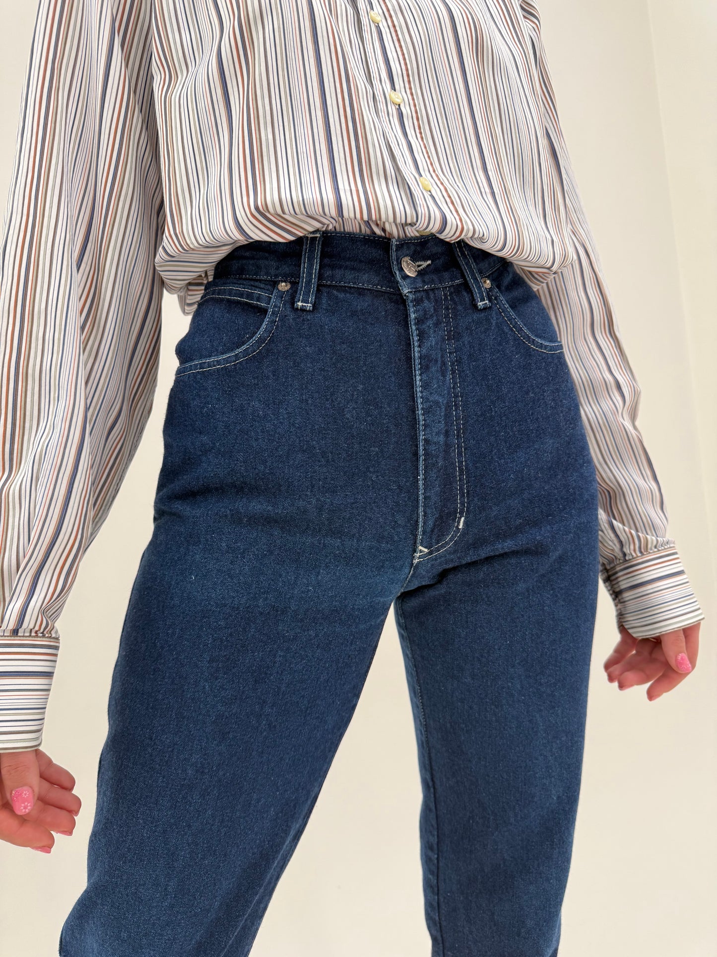 Jeans vintage Fendi indigo wash cu talie înaltă