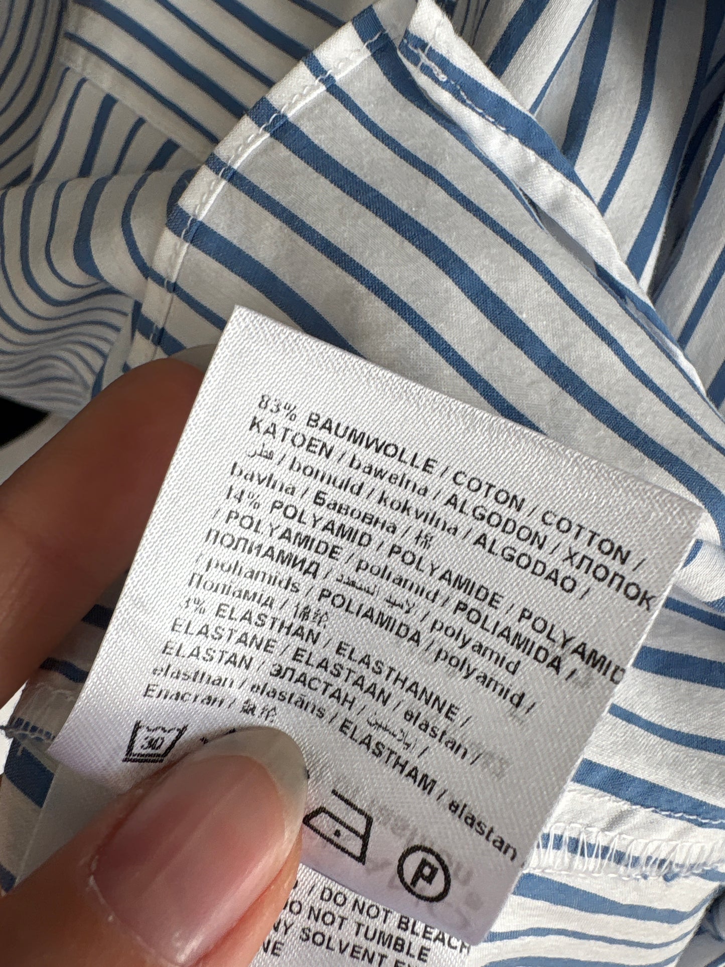 Tunica luxury Luisa Cerano cu dungi verticale jeans blue și mâneci evazate