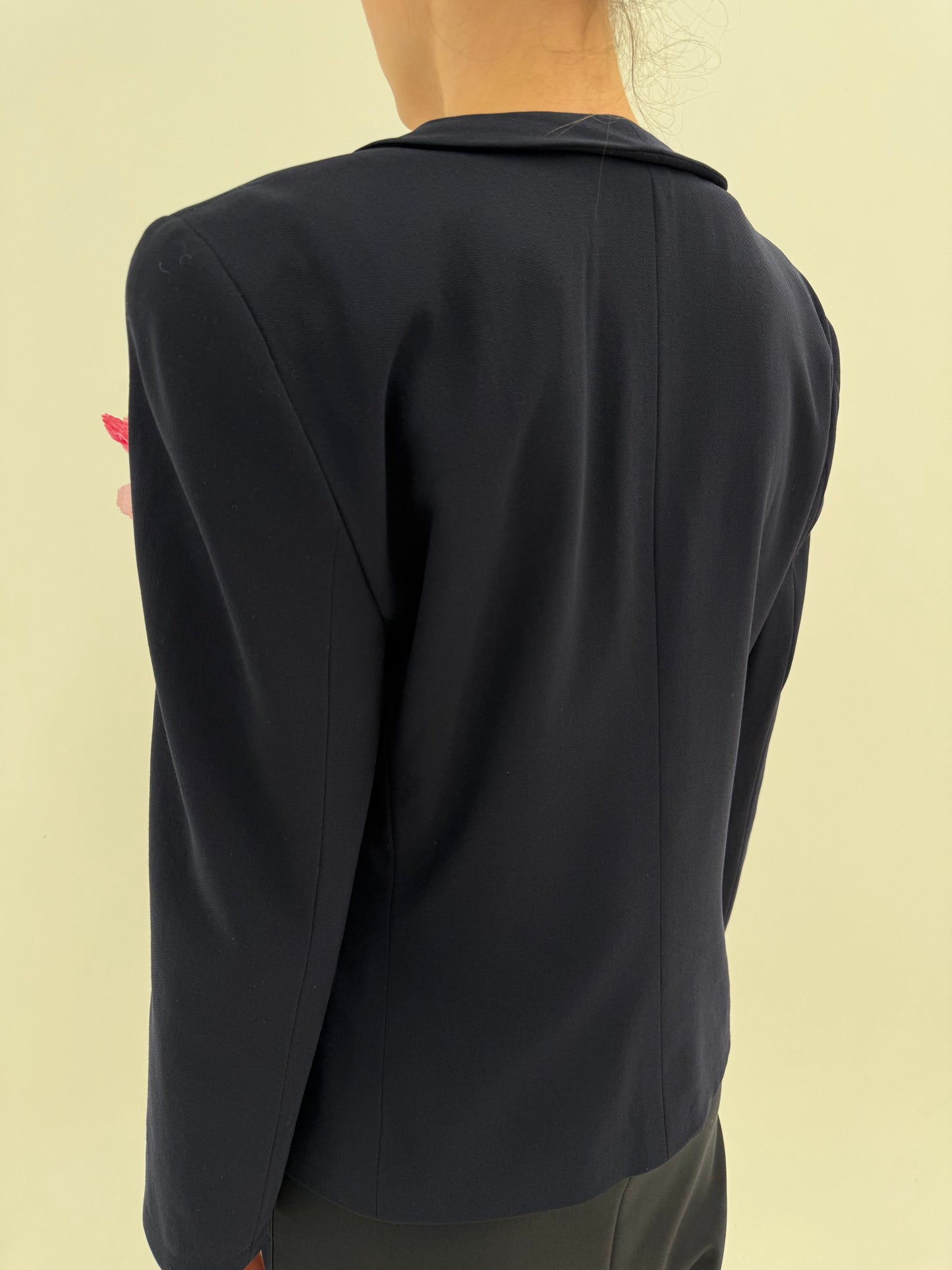 Sacou ultra luxury Giorgio Armani Navy blue cambrat de sezon cald