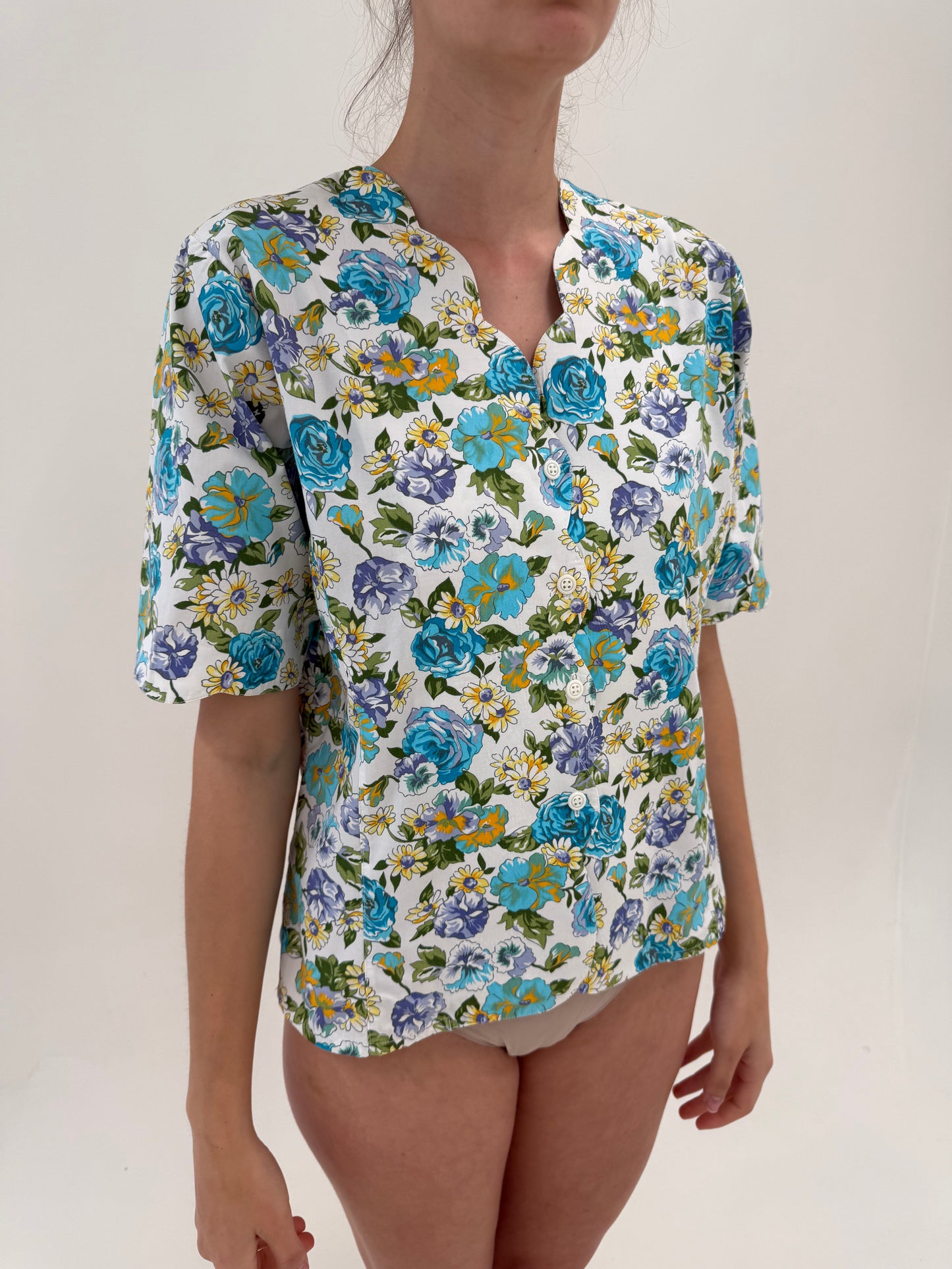 Cămașa premium italiană cu print floral superb din bumbac premium