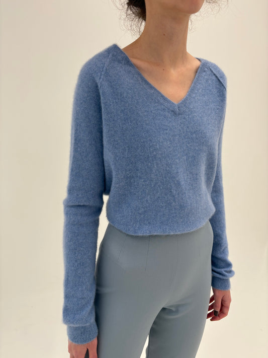 Pulover baby blue din cașmir multiply