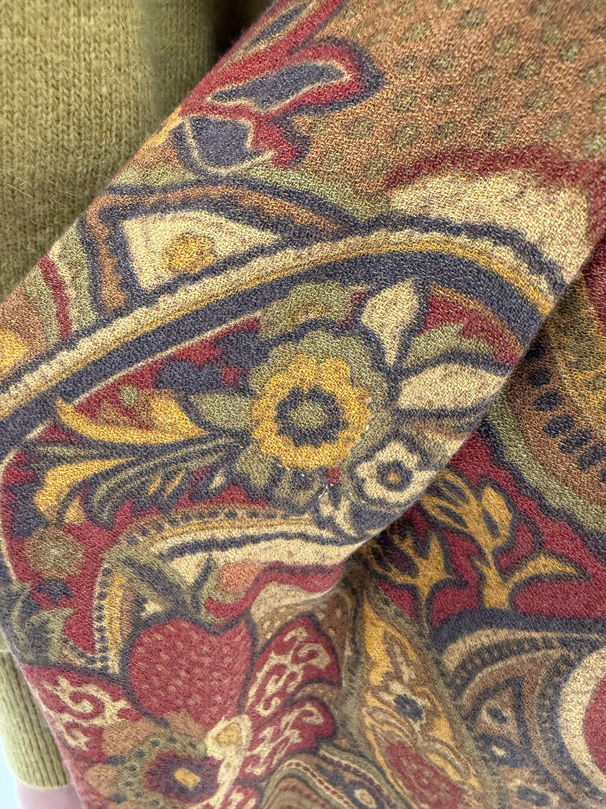 Fustă plisată vintage italiană din lana extrafina cu print superb și talie ultra înaltă