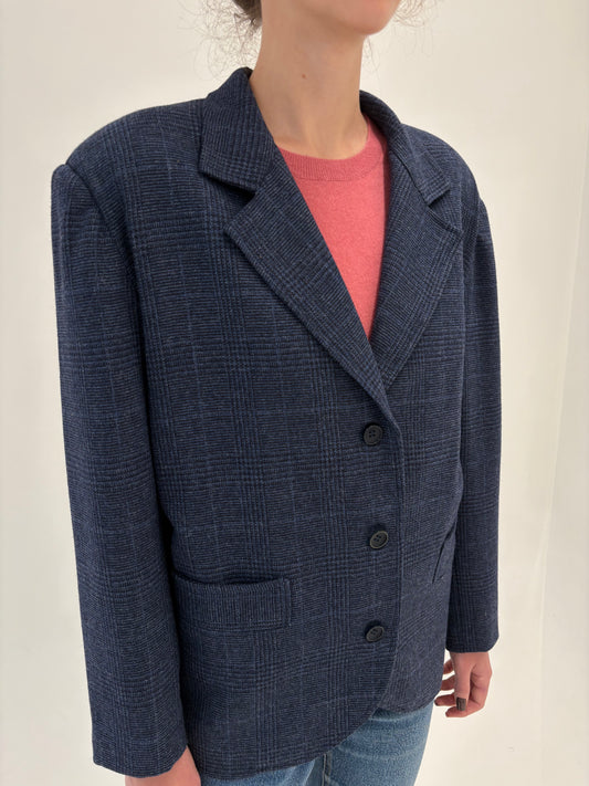 Sacou petite luxury Pierre Cardin din stofă plină de lana în carouri