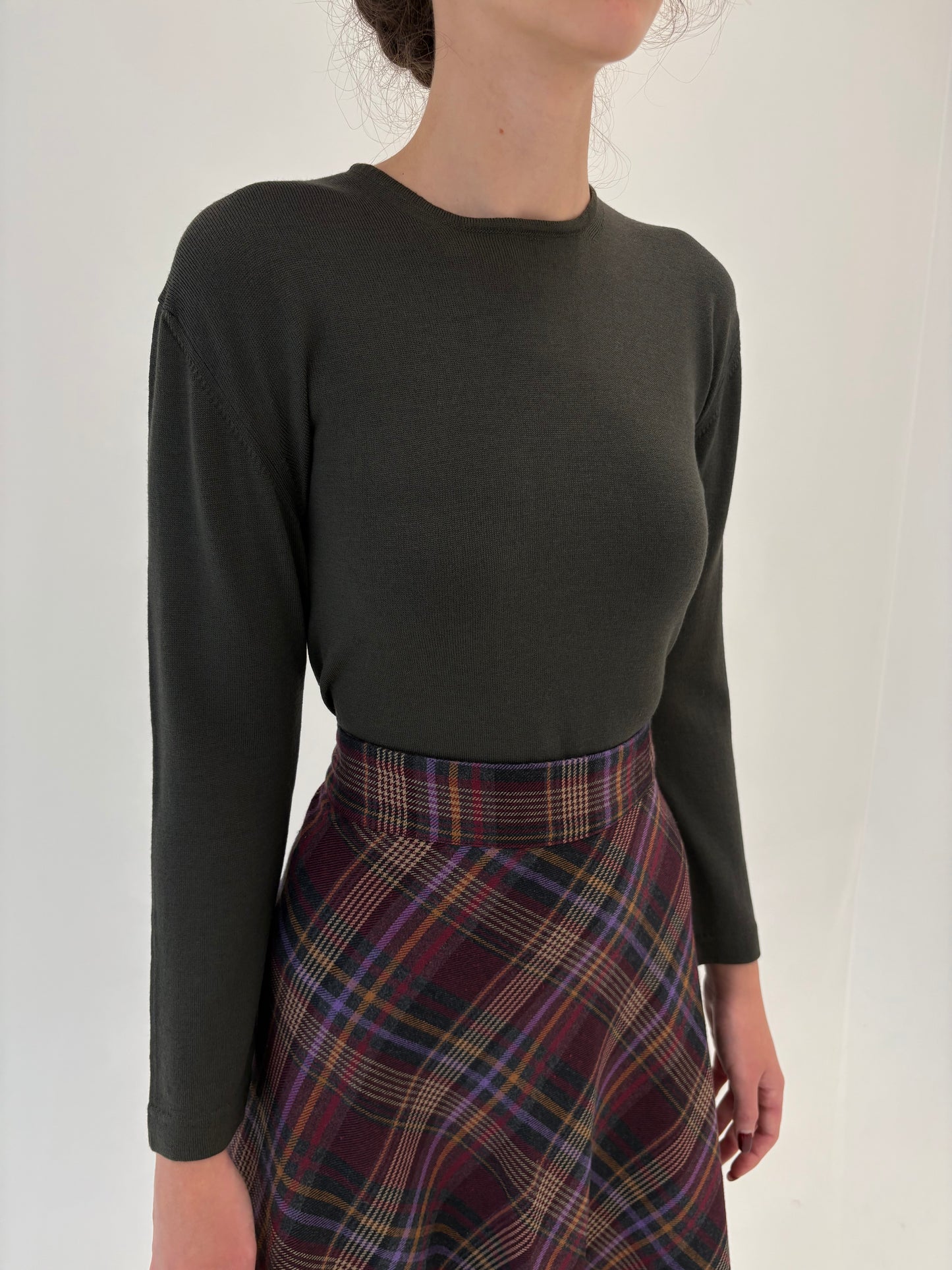 Pulover dark green din lana merino de gramaj mare