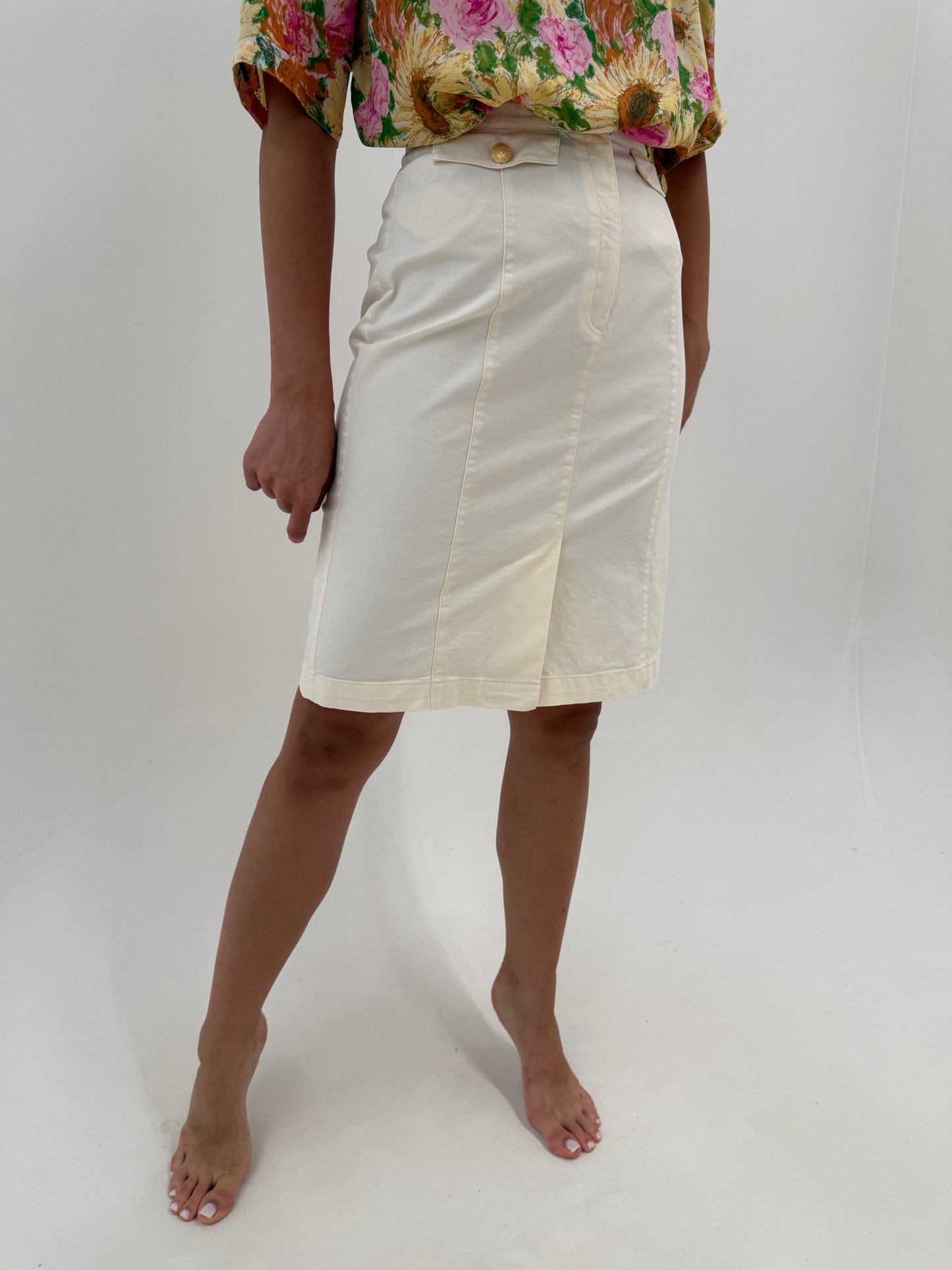 Fusta vintage butter white cu influențe safari de brand luxury Elegance