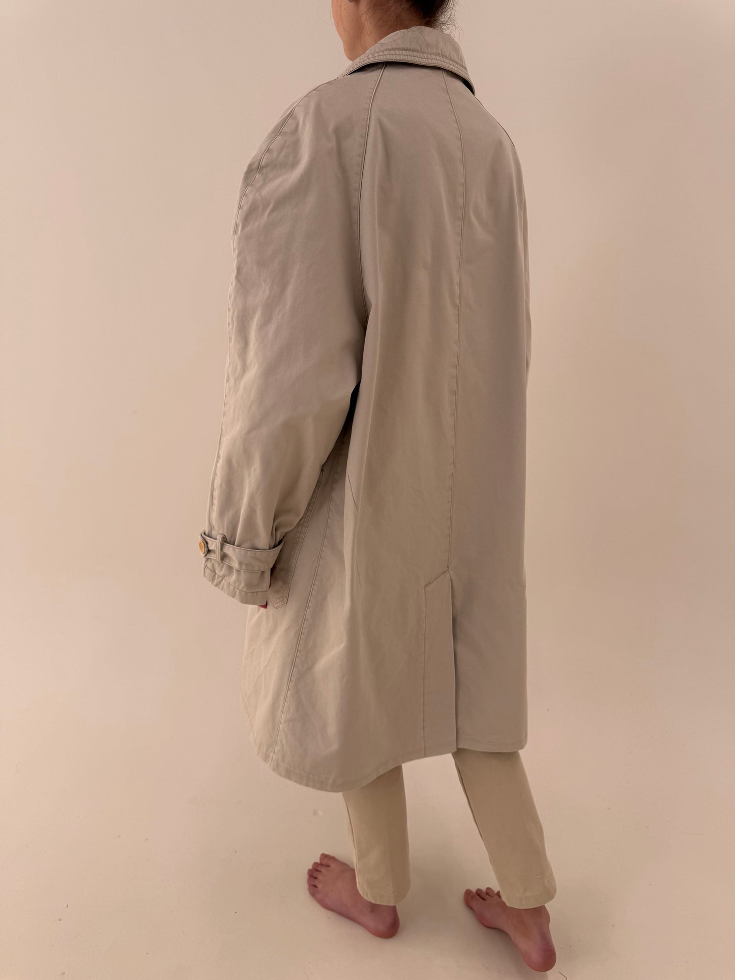 Trench Moschino vintage din jeans off white cu închidere dublă