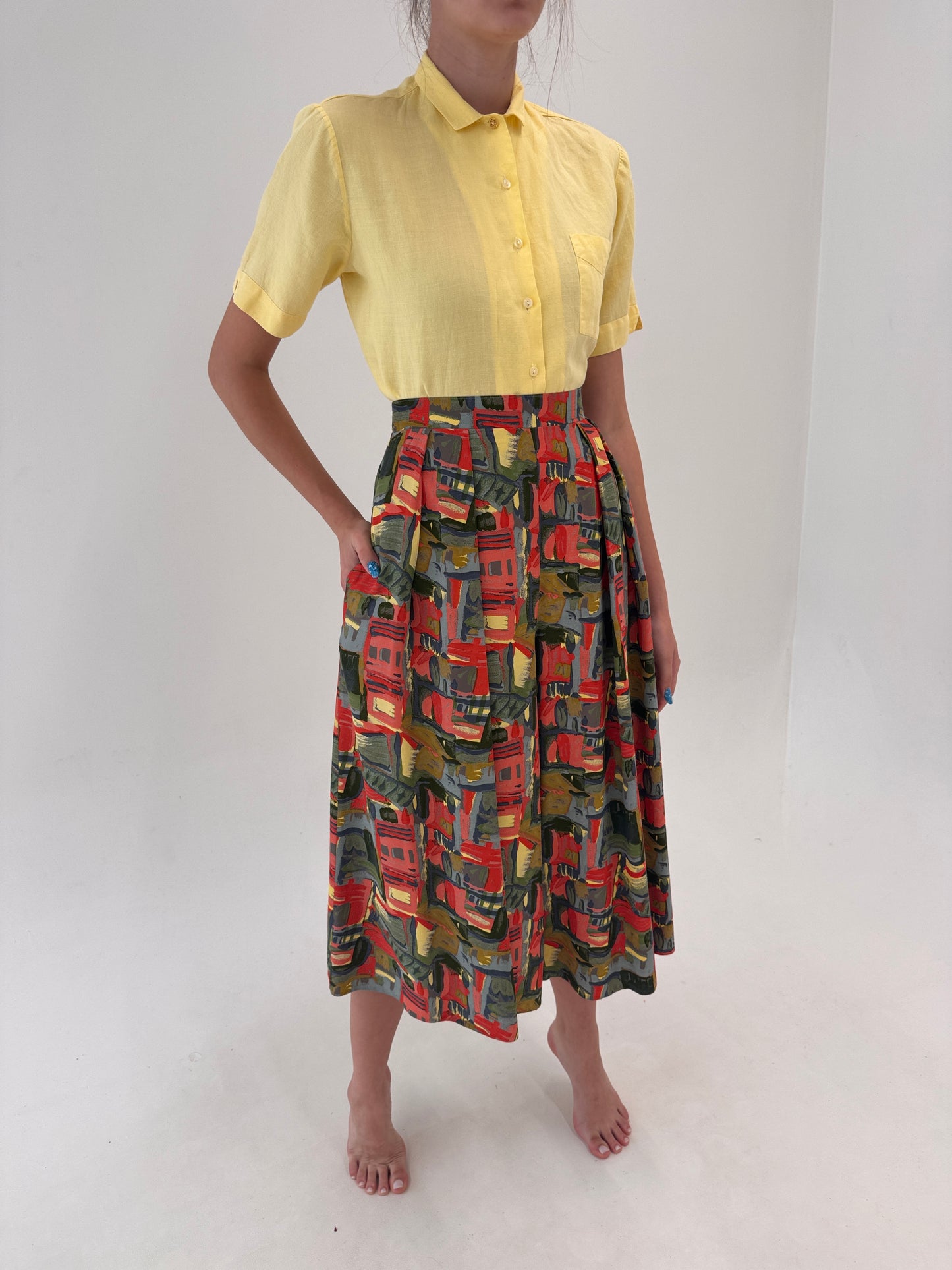 Fustă pantaloni vintage cu talie ultra înaltă marcată super vaporoasă