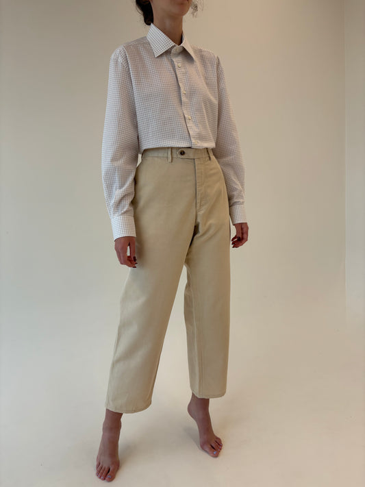 Pantaloni Loro Piana din gabardină de bumbac light nude