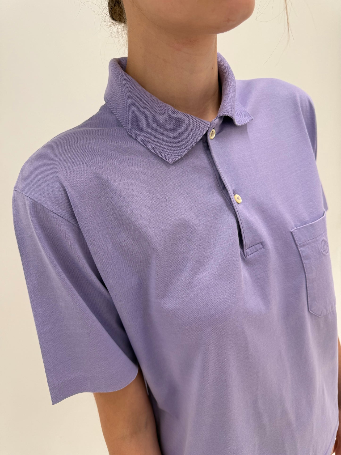 Top vintage polo Givenchy din bumbac Filo di Scozia ultra luxury lavandă