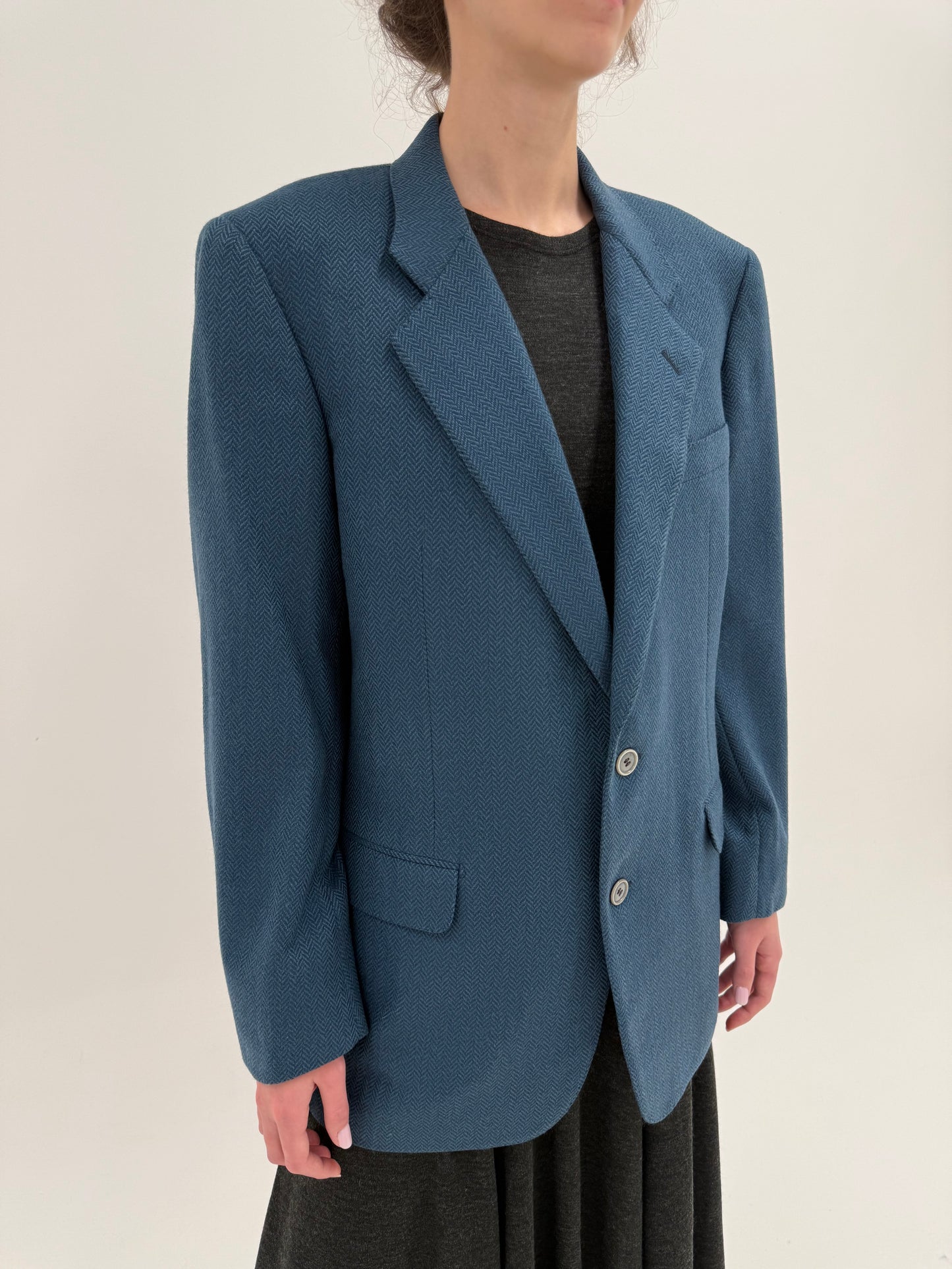 Sacou luxury Corneliani din stofă Chevron de lana si cașmir