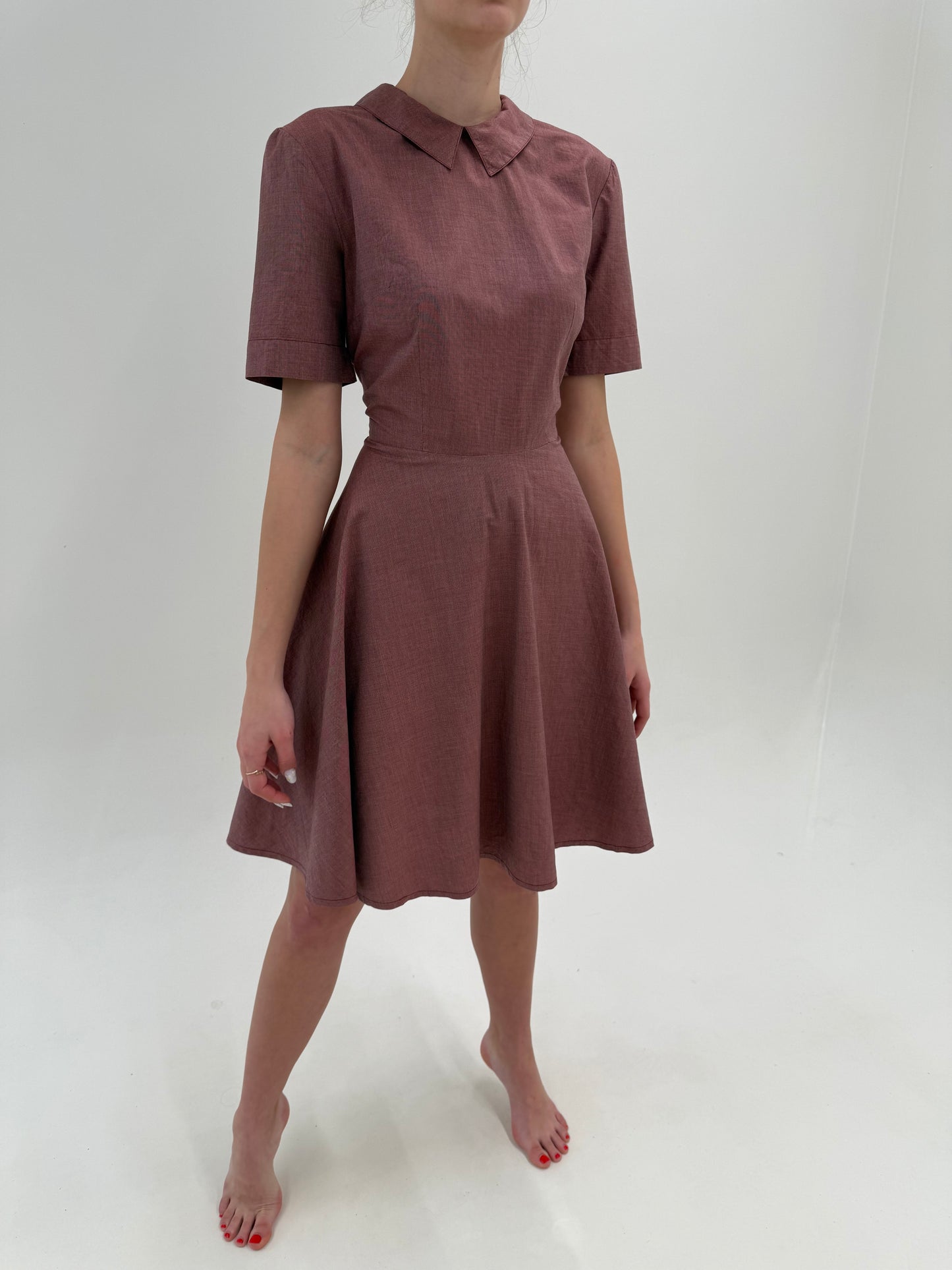 Rochie high end italiană rosewood din poplin excepțional luxury de bumbac