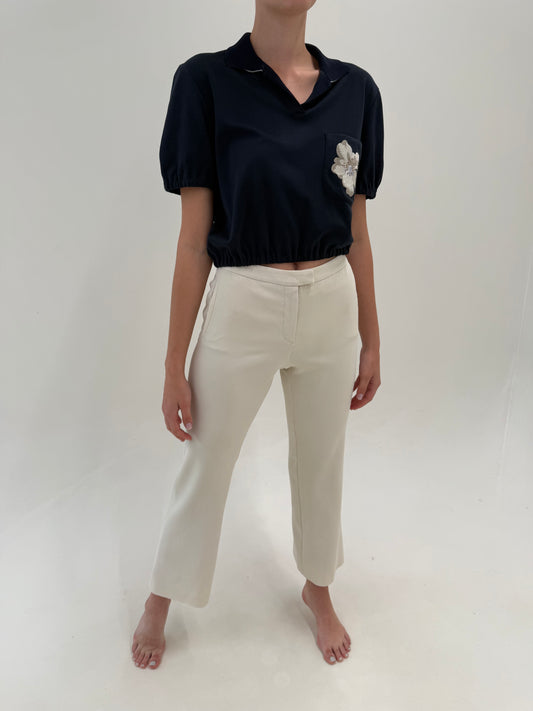 Pantaloni business Prada off white modelatori petite