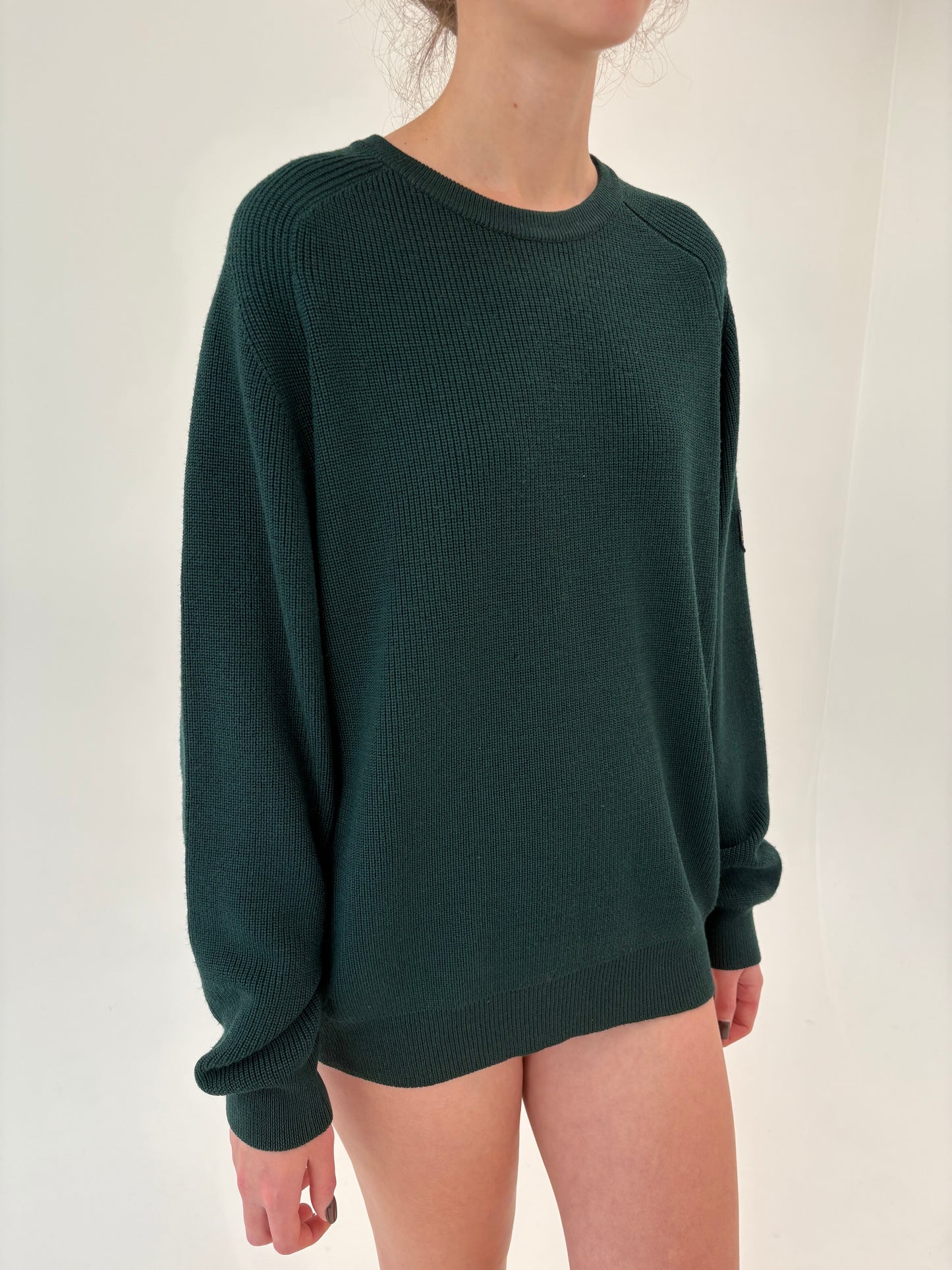 Pulover high end italian forest green din lana merino extrafina de gramaj mare