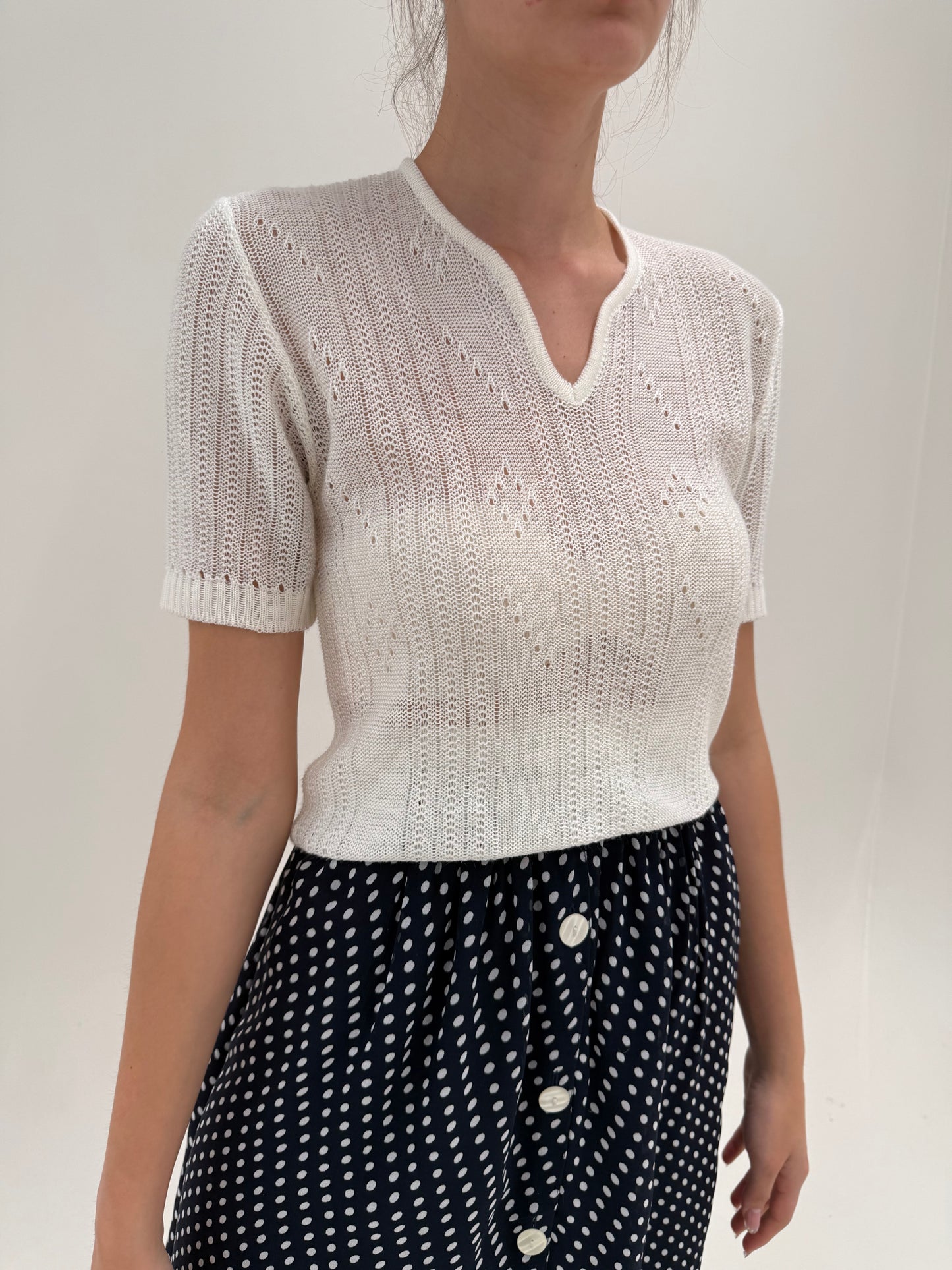 Top vintage italian din bumbac macrame de vară