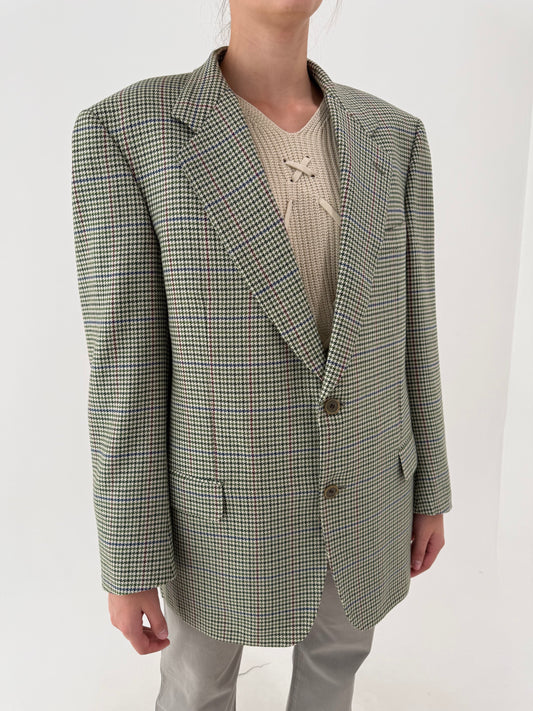 Sacou Yves Saint Laurent vintage ivoire pied de coq din lana și cașmir