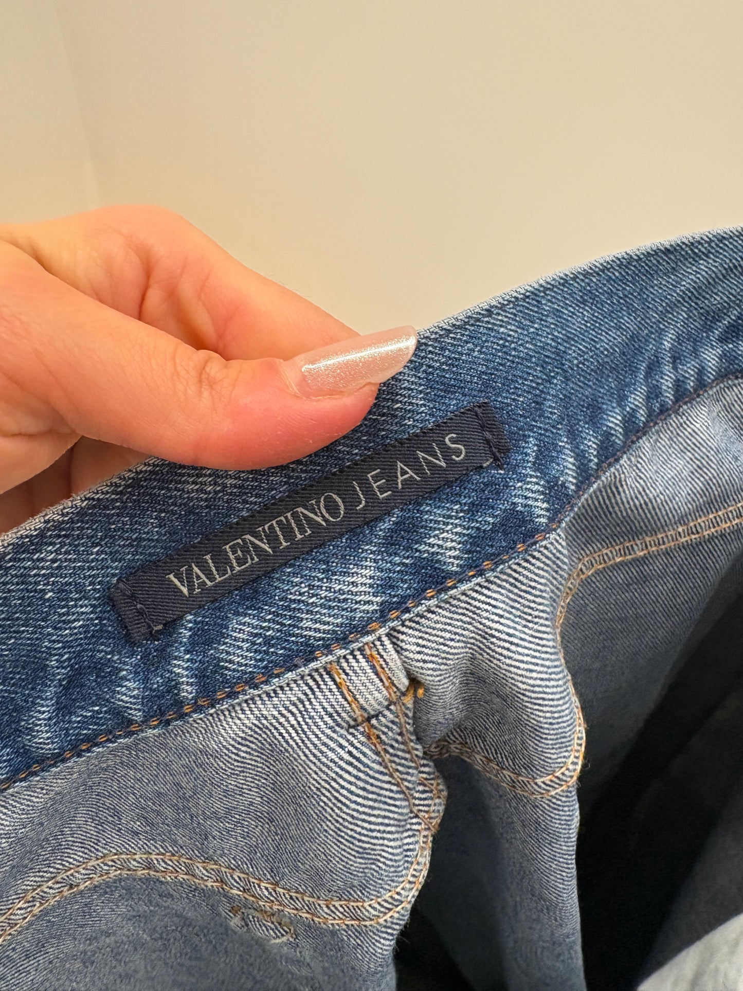 Jeans vintage Valentino clasic wash cu talie înaltă slim straight leg