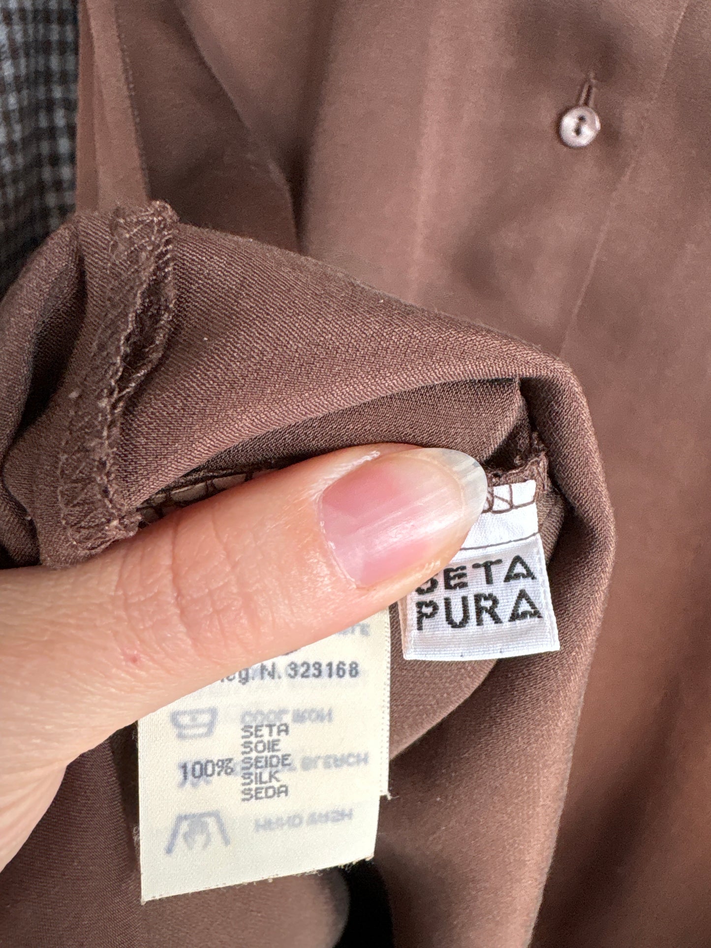 Cămașa high end italiană din mătase naturală chocolate brown