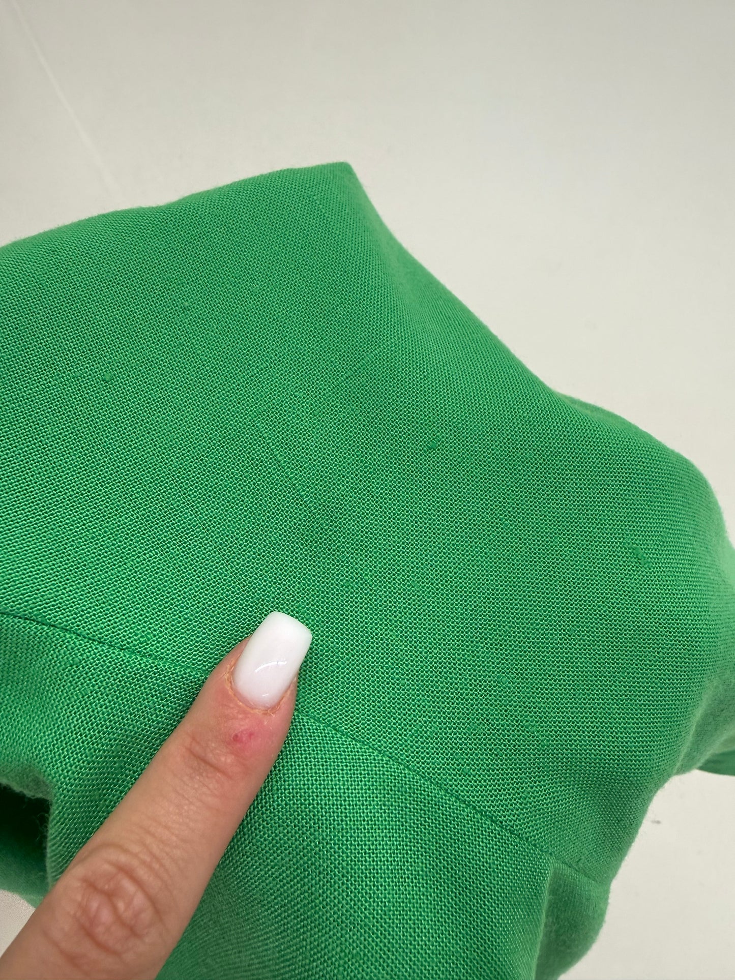 Pantaloni vintage emerald green din pânză cu talie extrem de înaltă marcată