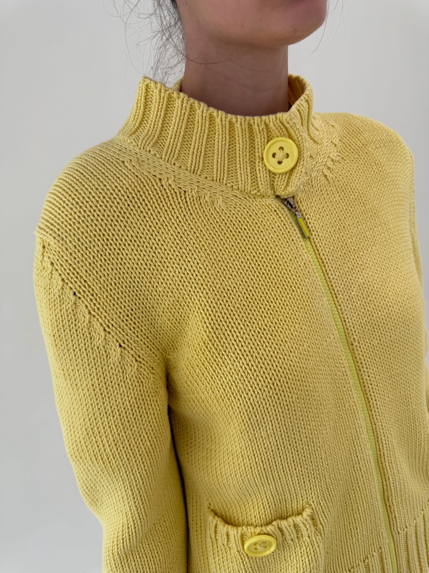 Full zip Marella by Max Mara butter yellow din bumbac de gramaj mare