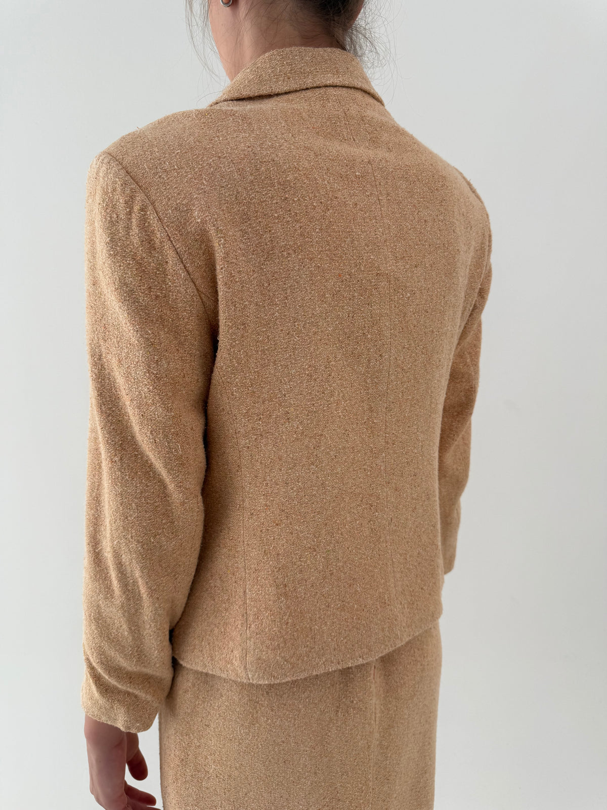 Deux piece vintage luxury din tweed Donegal 100% mătase naturală